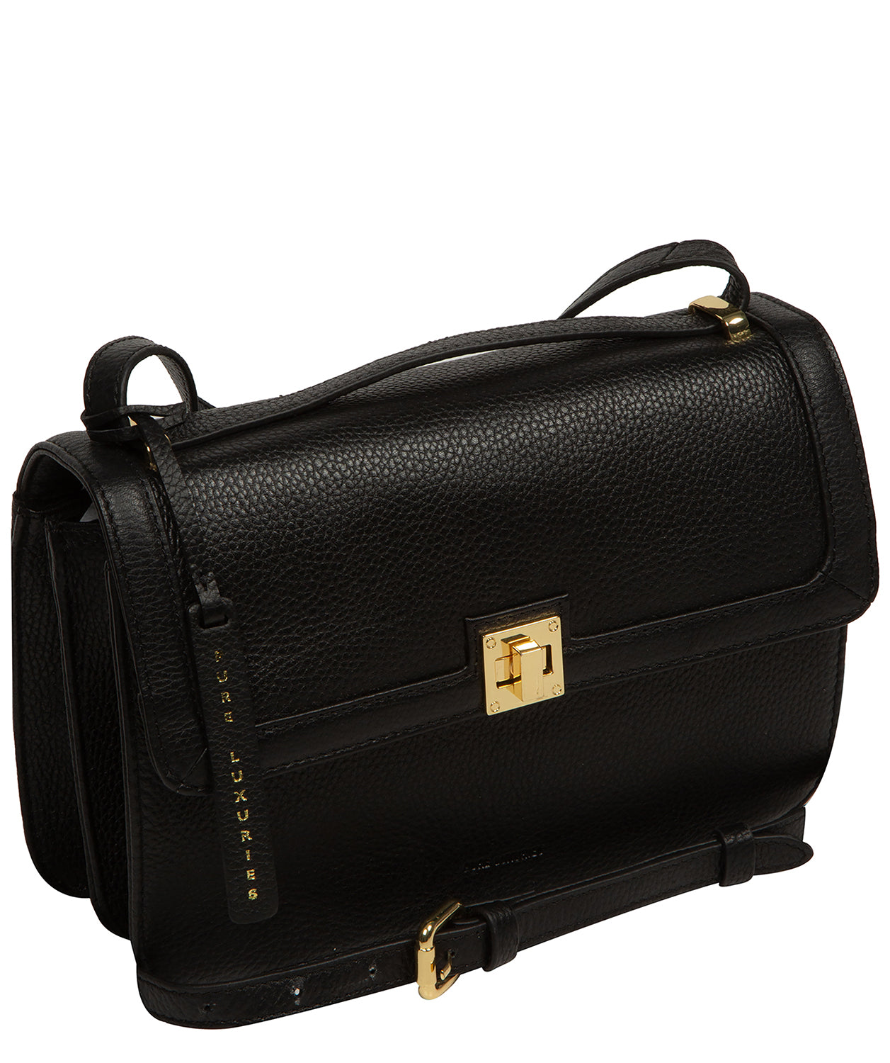 'Leonie' Black Leather Cross Body Bag