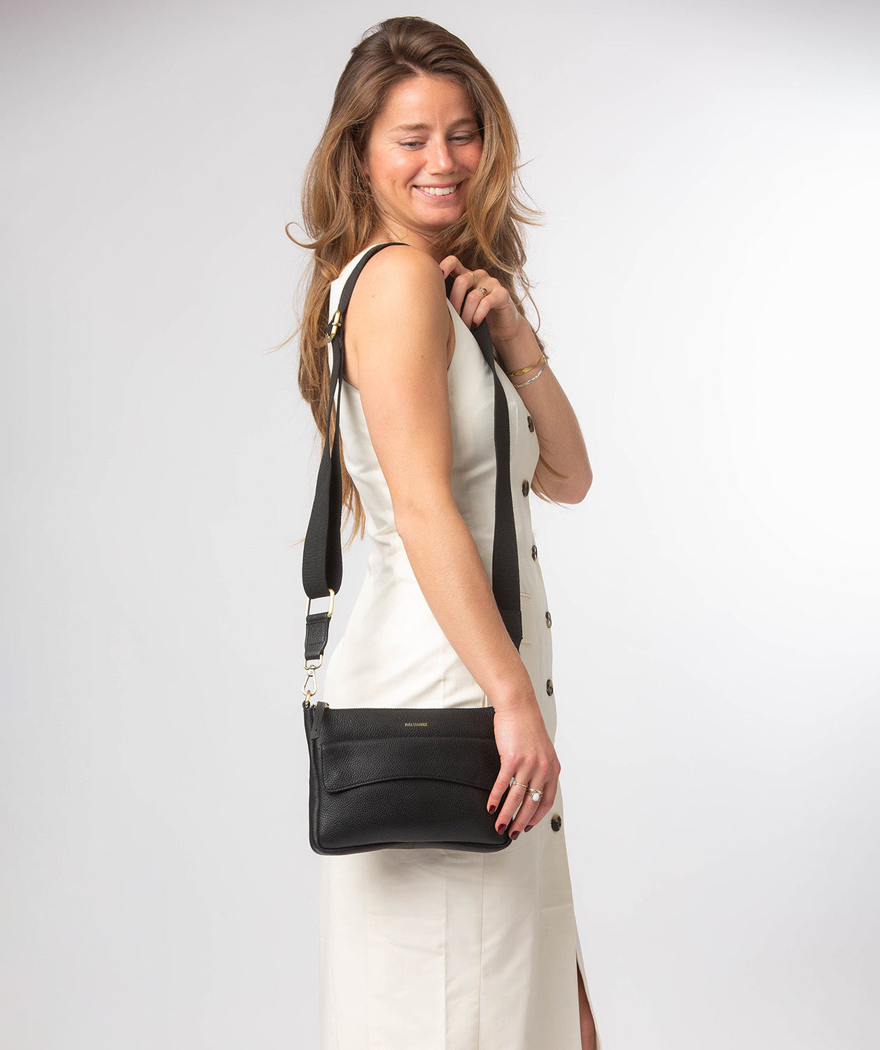 'Jessamine' Black Leather Cross Body Bag