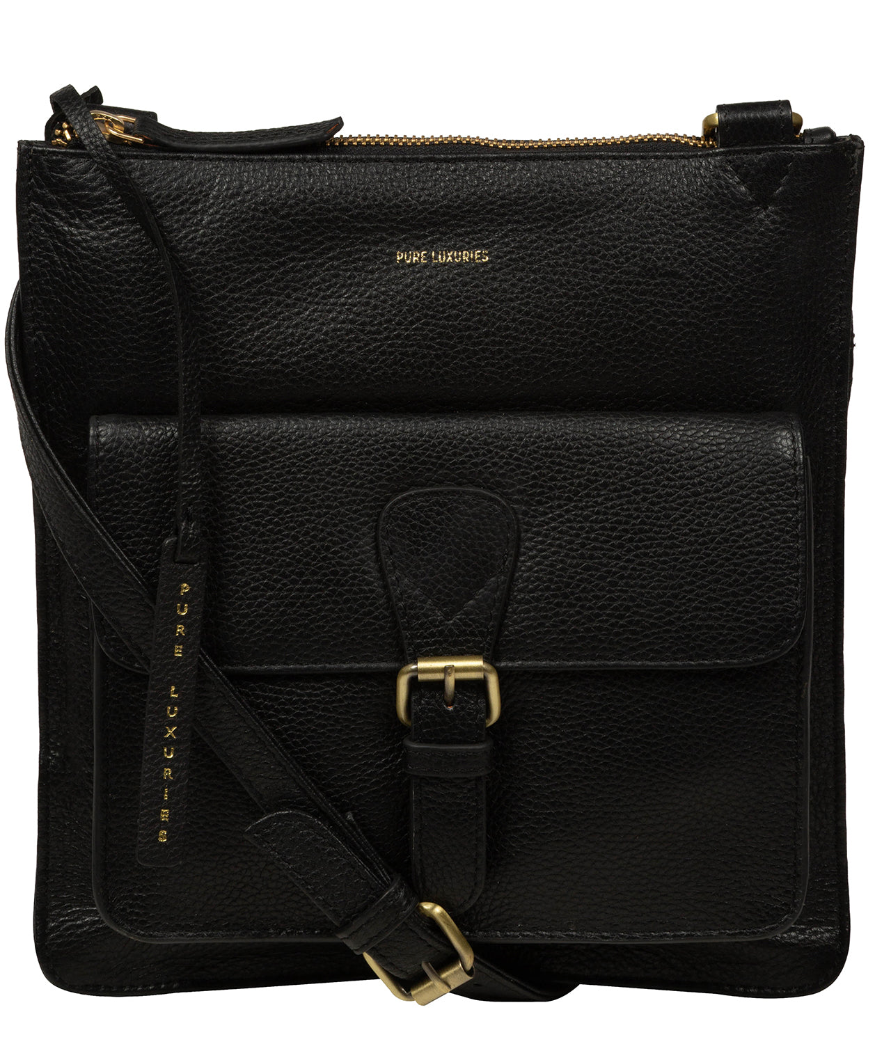 'Lucienne' Black Leather Cross Body Bag