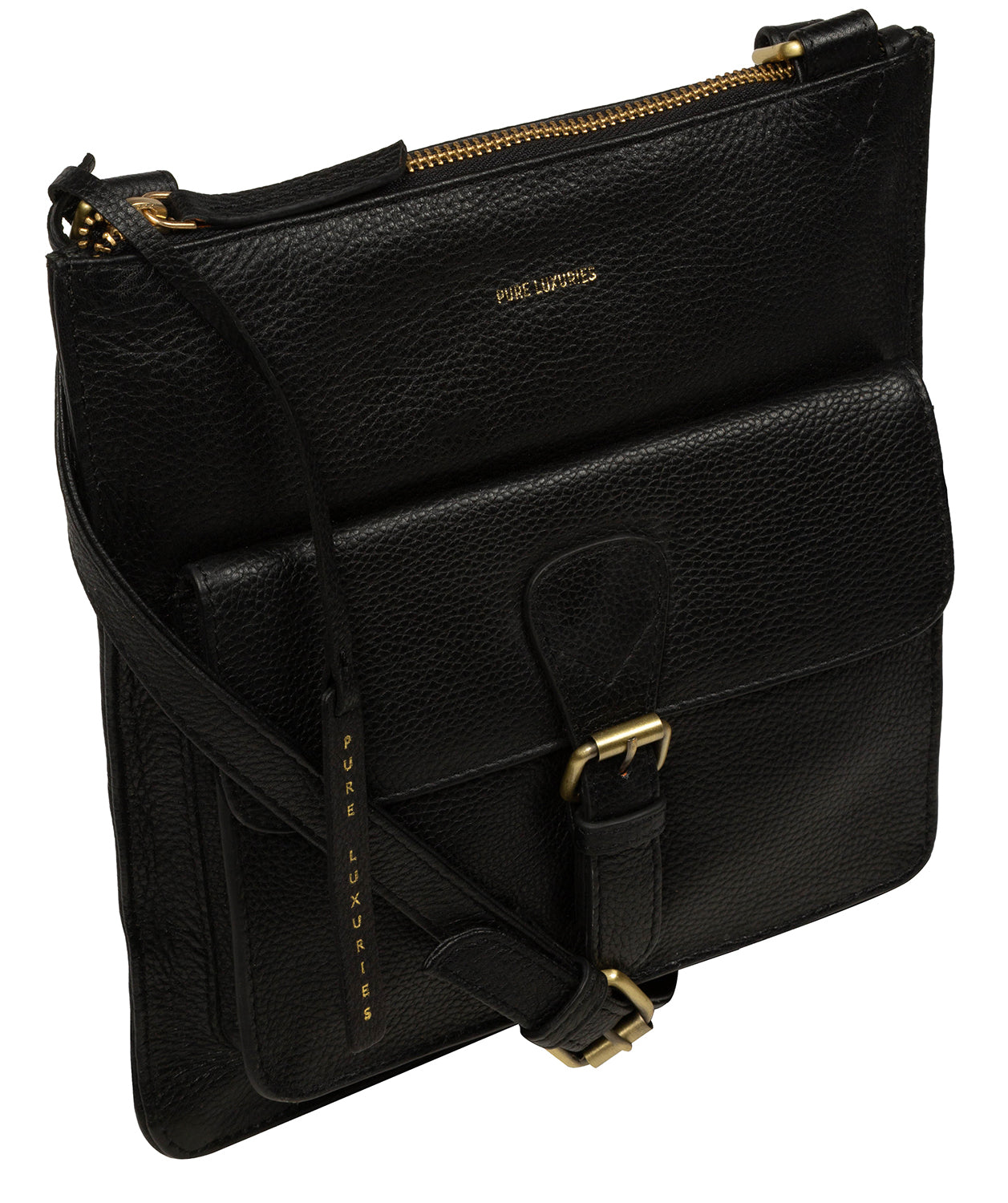 'Lucienne' Black Leather Cross Body Bag