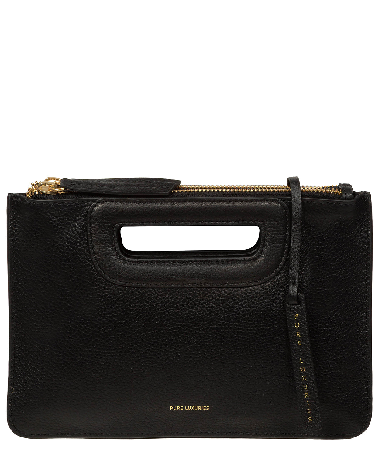 'Guinevere' Black Leather Clutch Bag