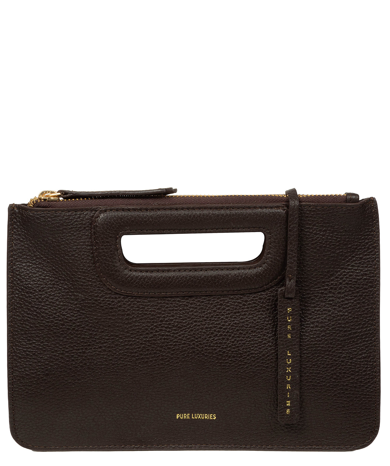 'Guinevere' Espresso Leather Clutch Bag