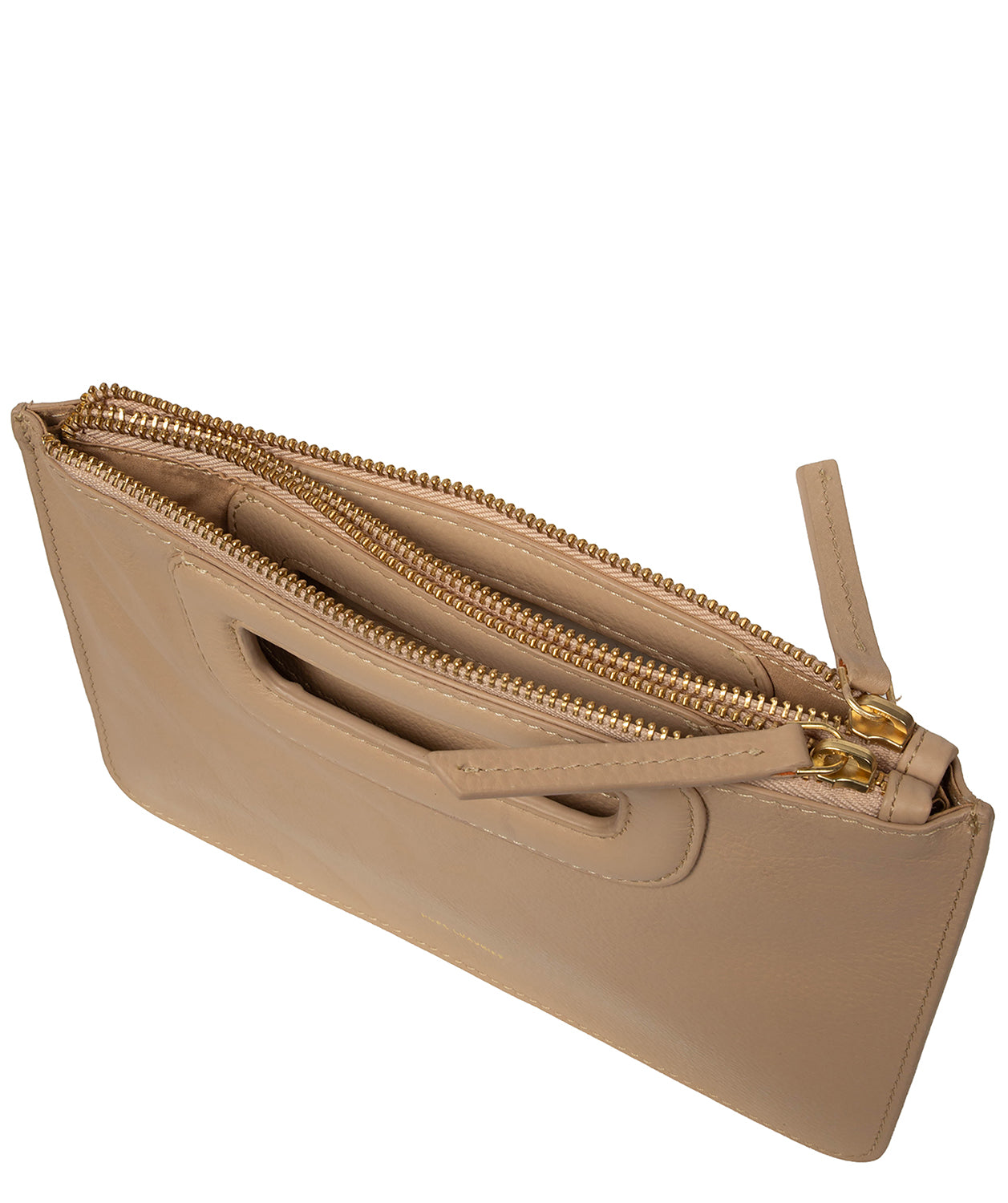 'Guinevere' Latte Leather Clutch Bag