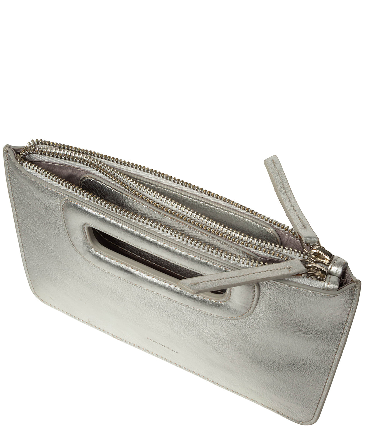 'Guinevere' Metallic Silver Leather Clutch Bag
