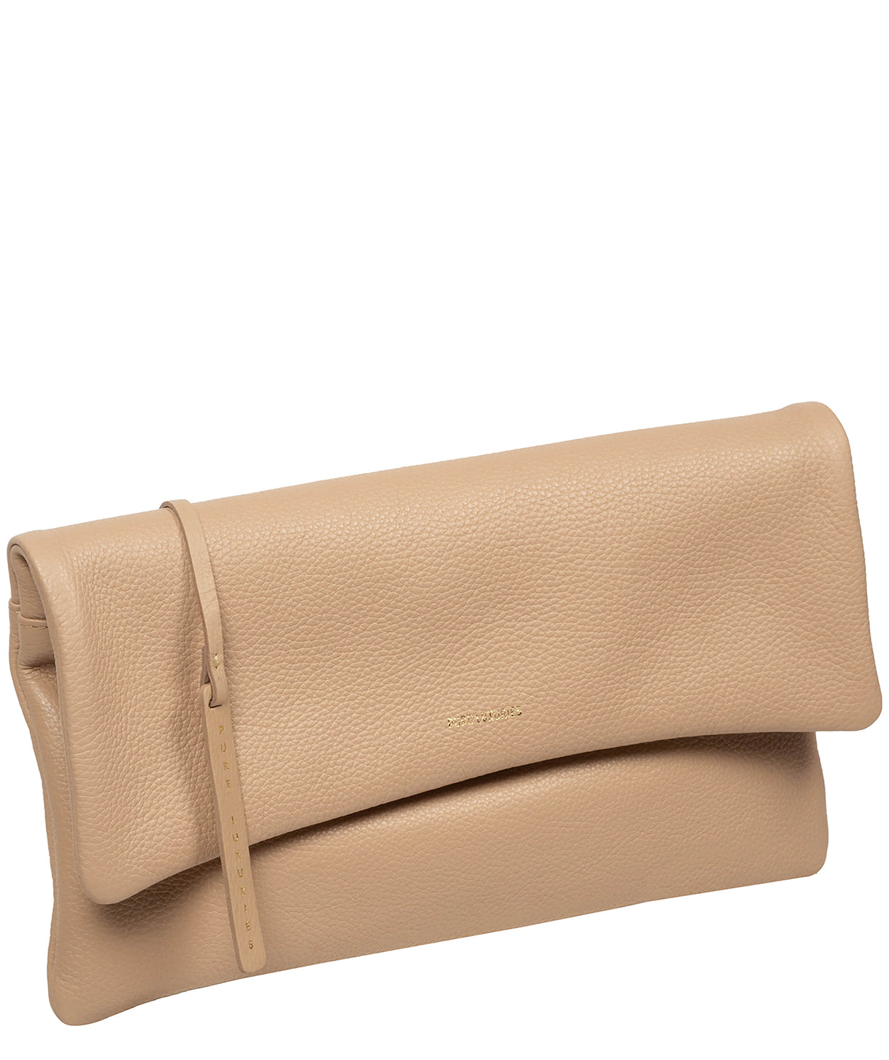 'Audrina' Latte Leather Clutch Bag