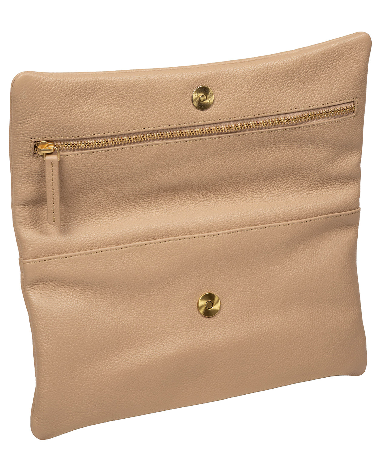 'Audrina' Latte Leather Clutch Bag