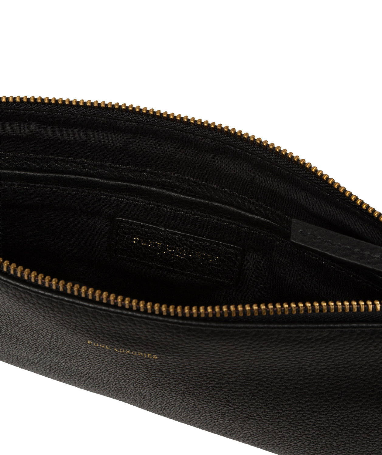 'Emalia' Black Leather Clutch Bag