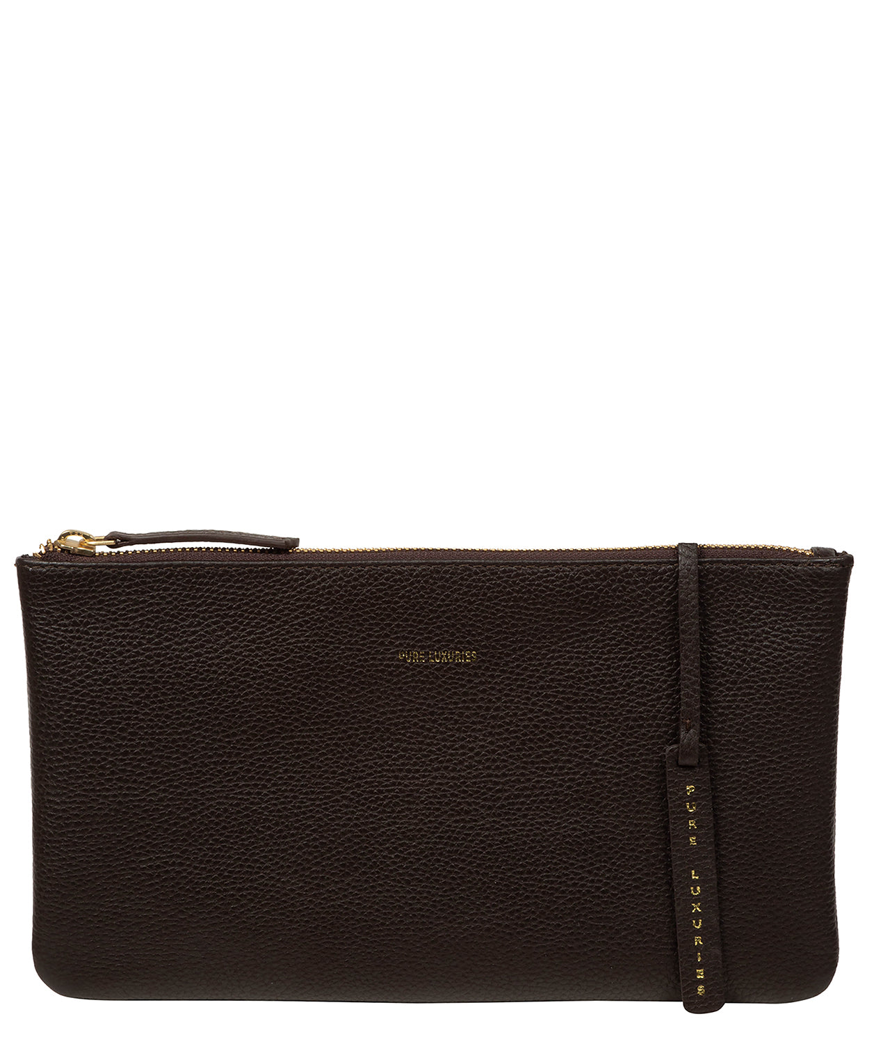 'Emalia' Espresso Leather Clutch Bag