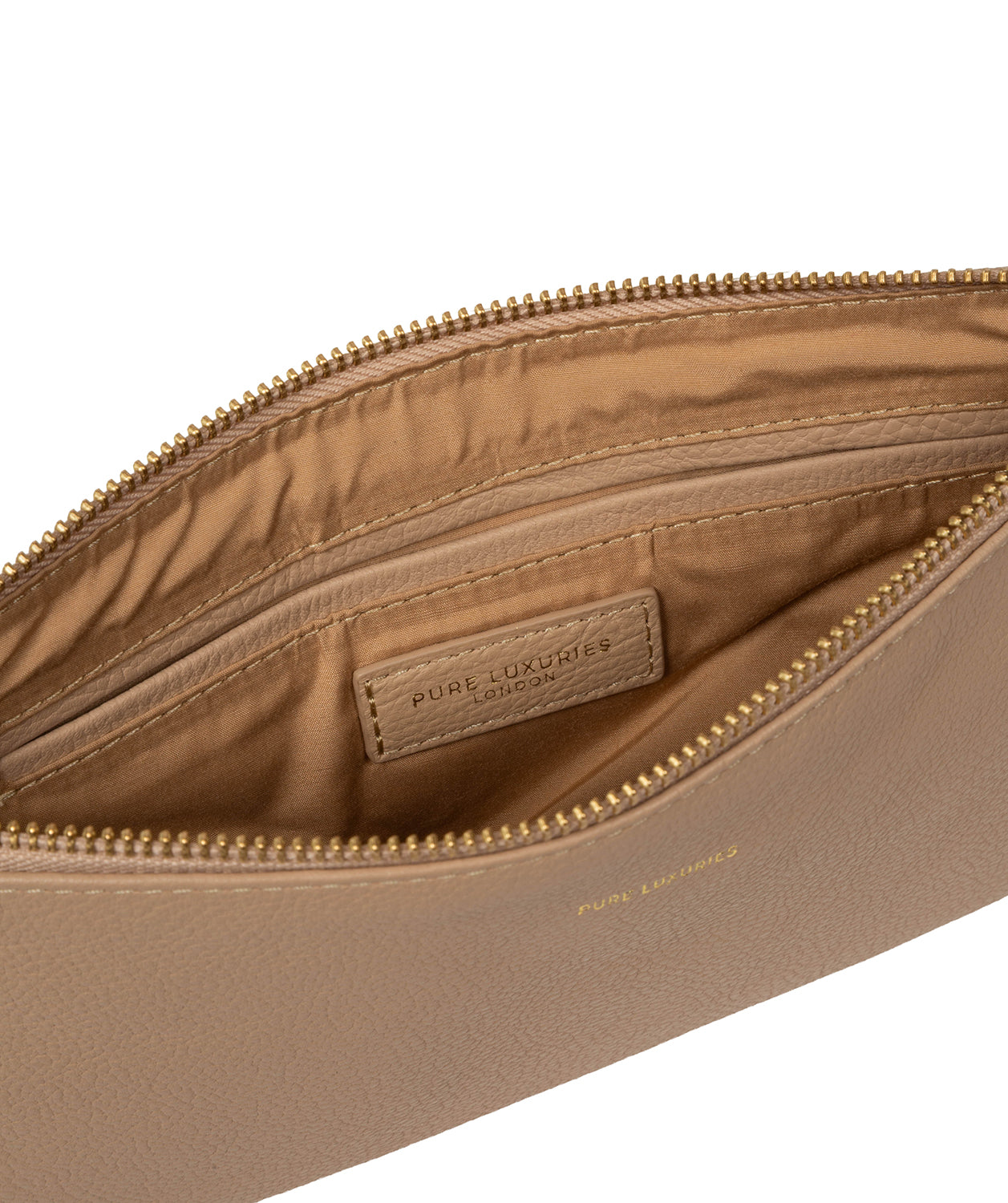 'Emalia' Latte Leather Clutch Bag