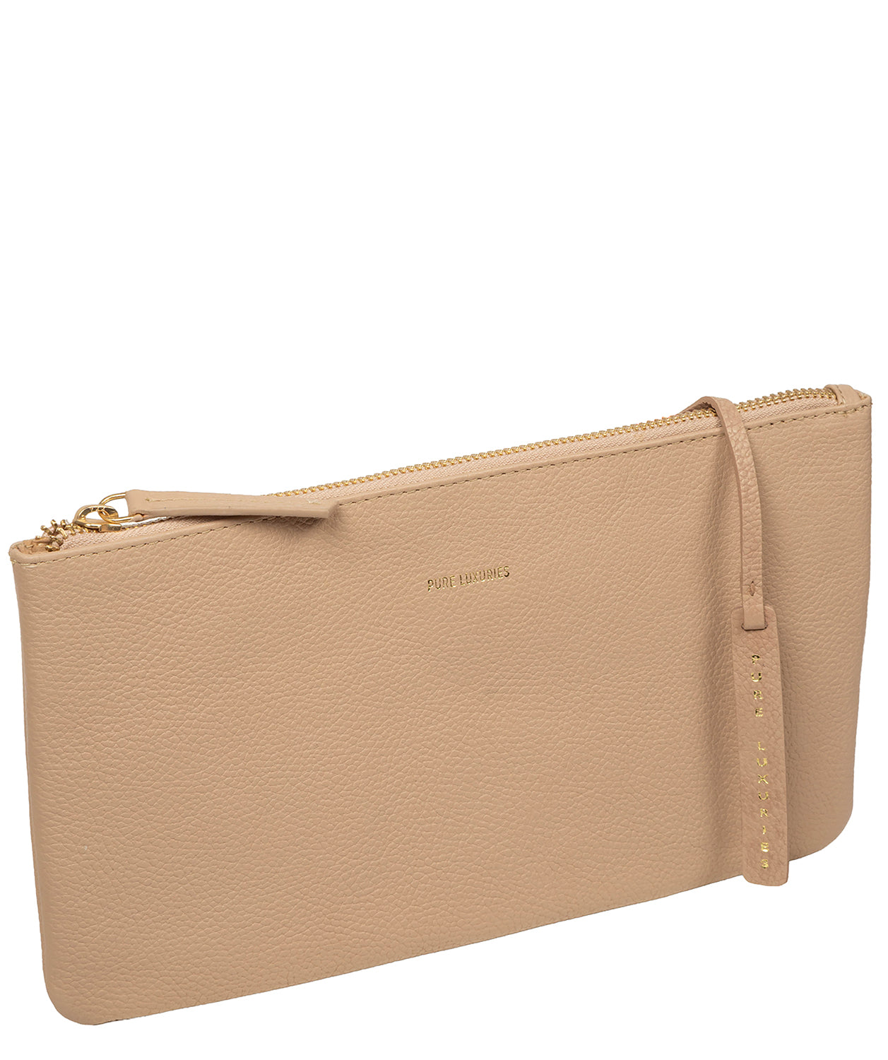 'Emalia' Latte Leather Clutch Bag
