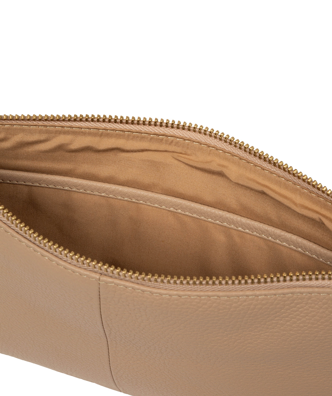 'Emalia' Latte Leather Clutch Bag