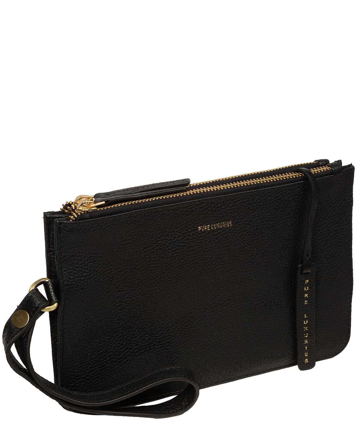 'Eleanor' Black Leather Clutch Bag