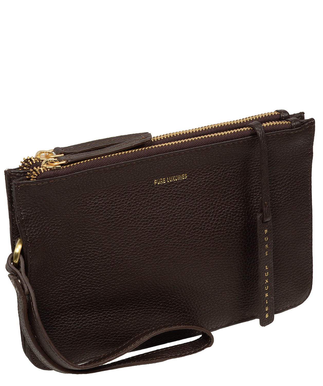 'Eleanor' Espresso Leather Clutch Bag