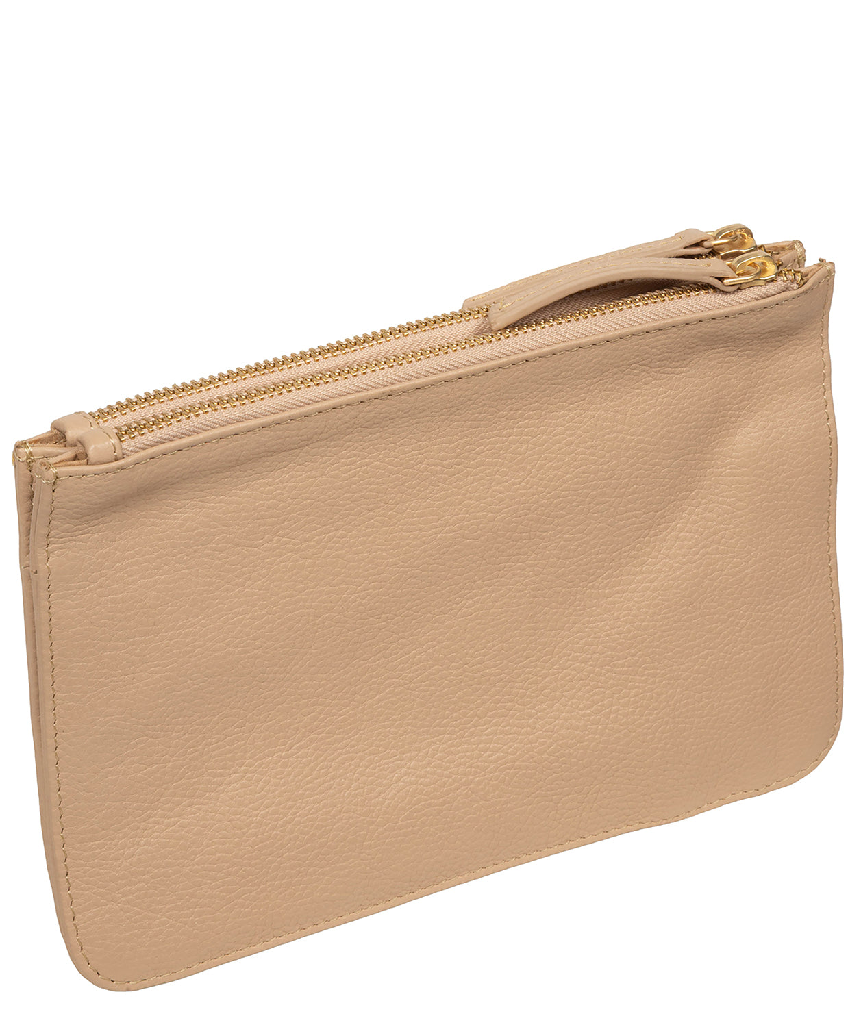 'Eleanor' Latte Leather Clutch Bag