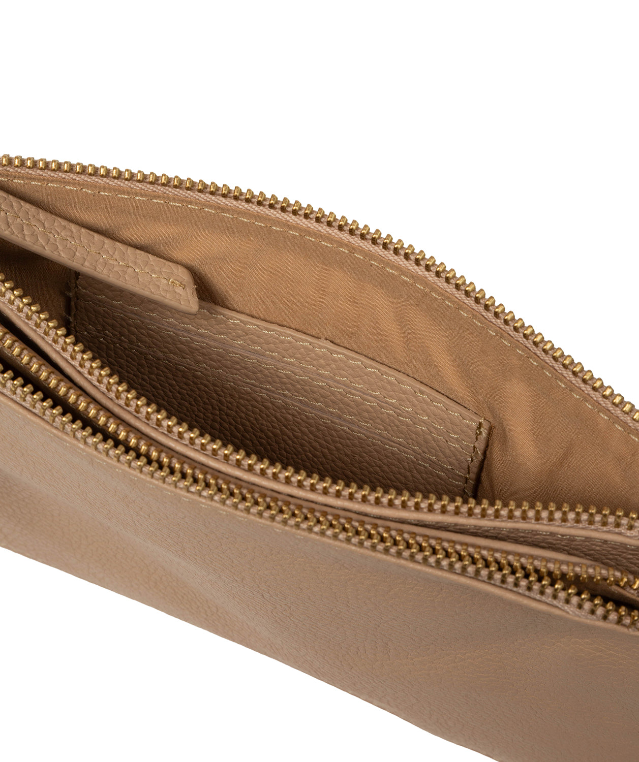 'Eleanor' Latte Leather Clutch Bag