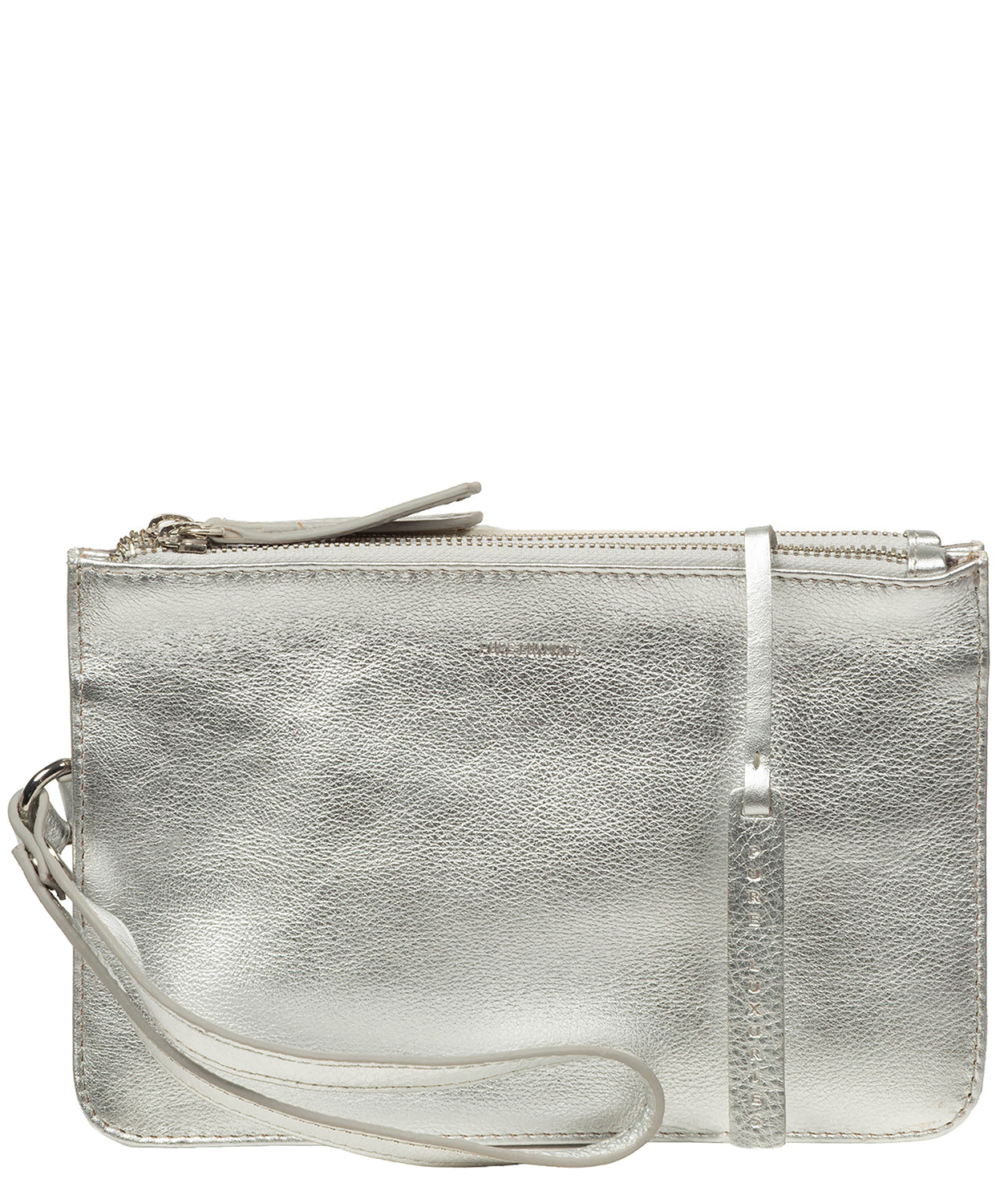 'Eleanor' Metallic Silver Leather Clutch Bag