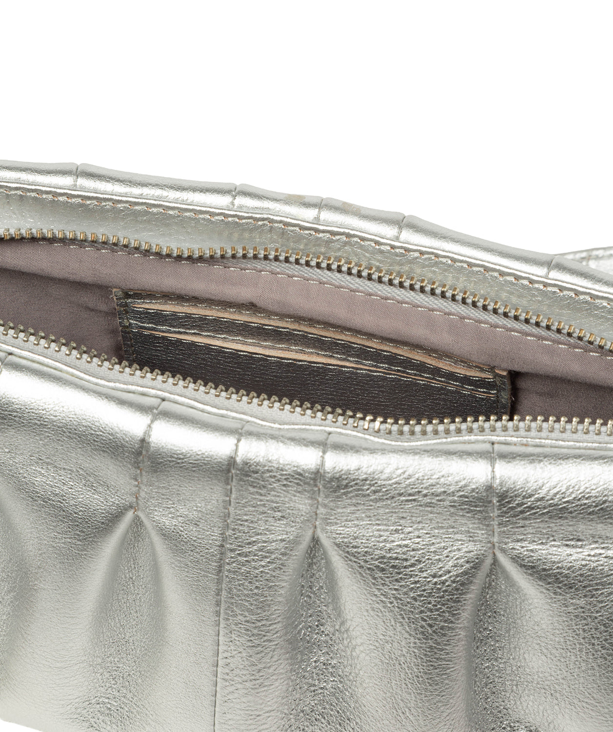 'Marcelline' Metallic Silver Leather Evening and Clutch Bag