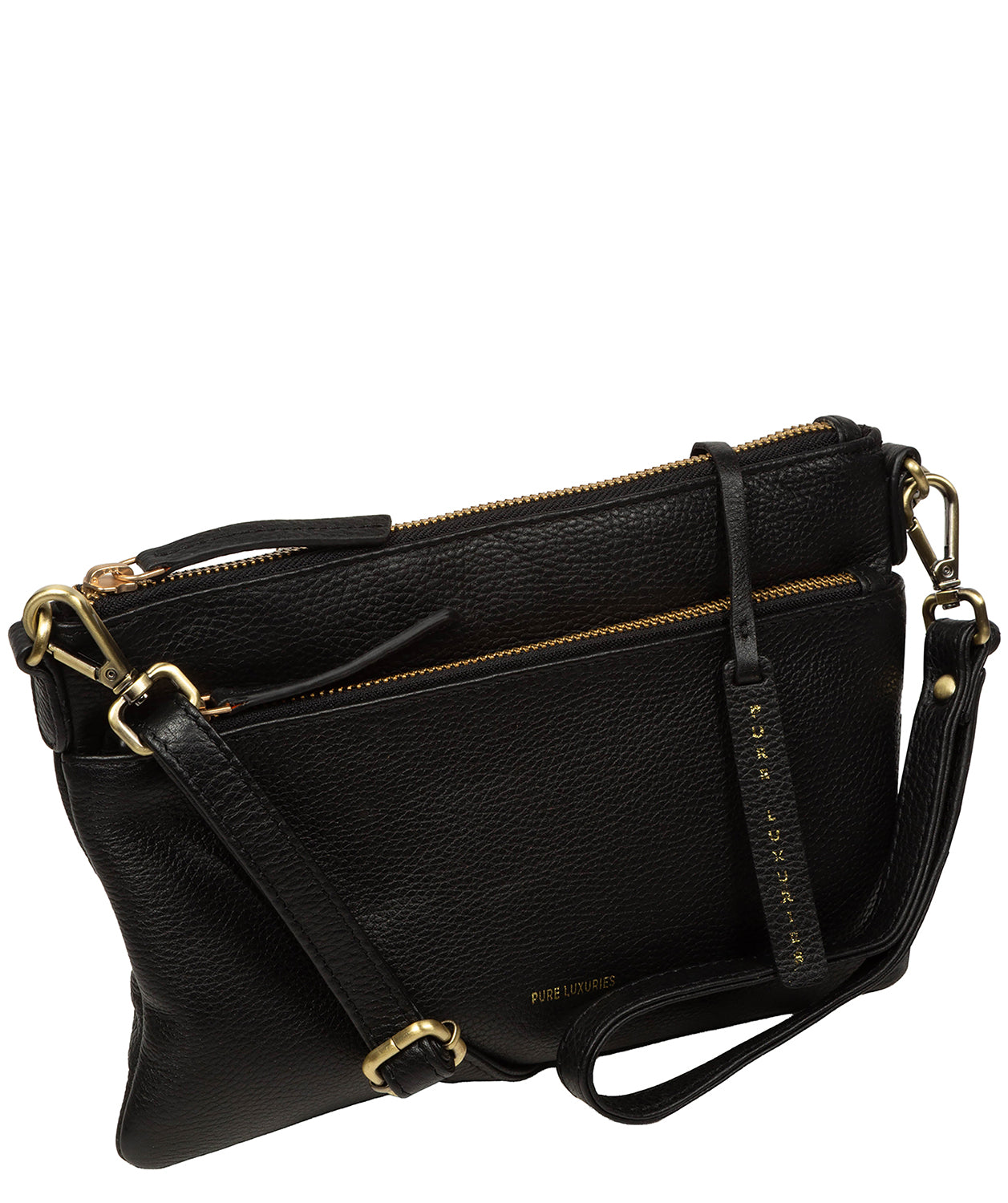 Front zipped pocket and gold foil embossed logo
