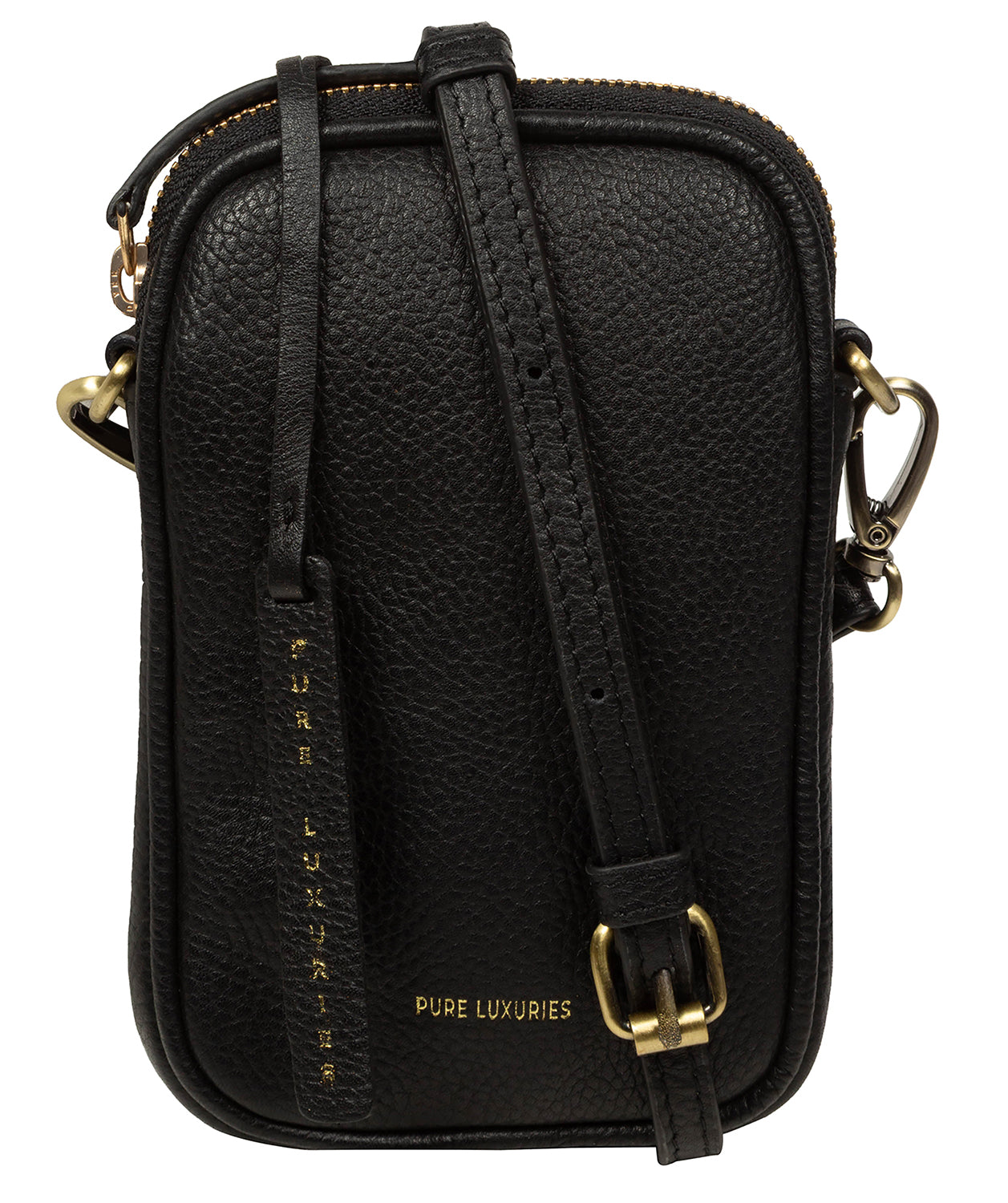 'Cosima' Black Leather Cross Body Phone Bag