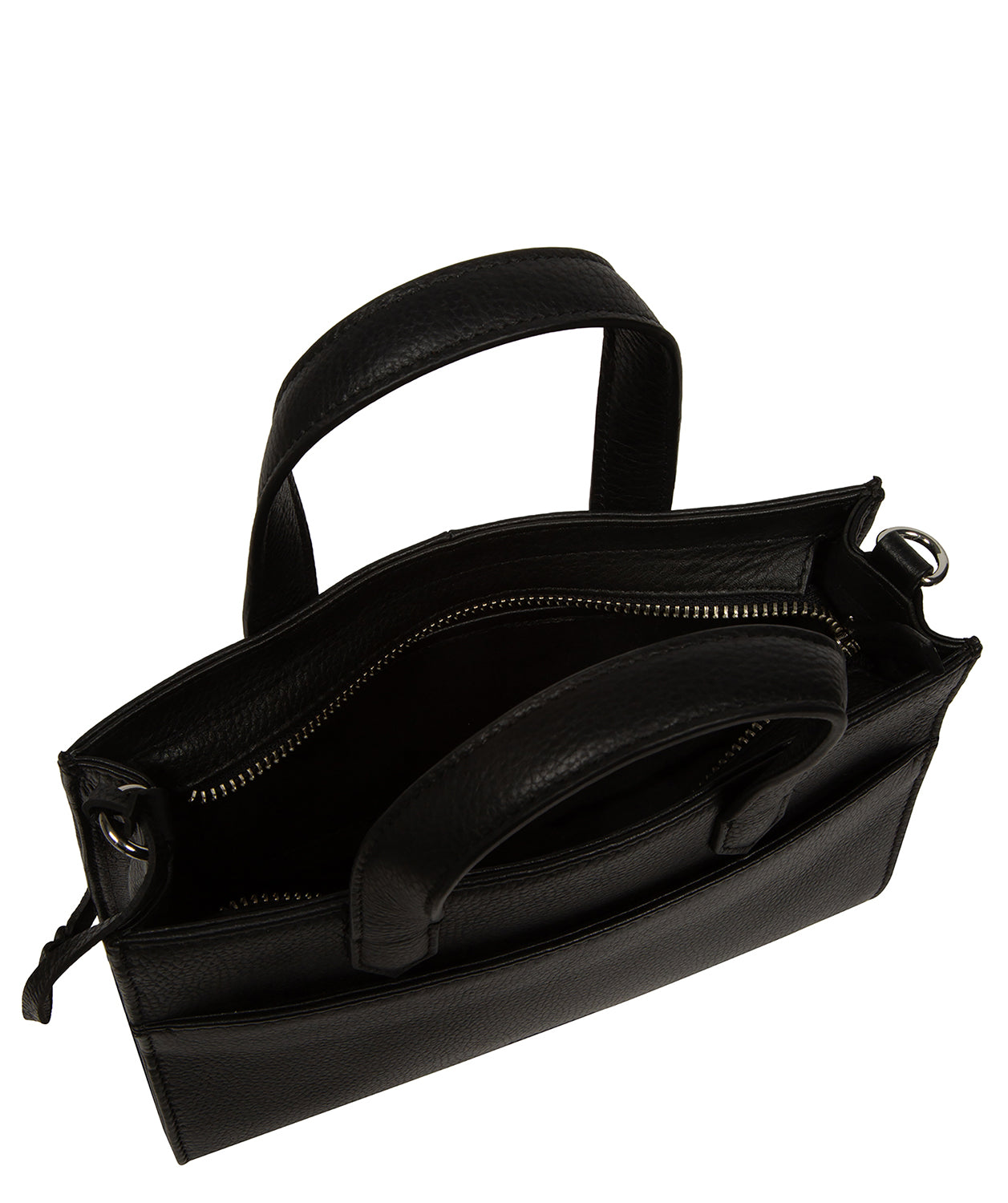 'Tatiana' Black Leather Cross Body Mini Grab Bag