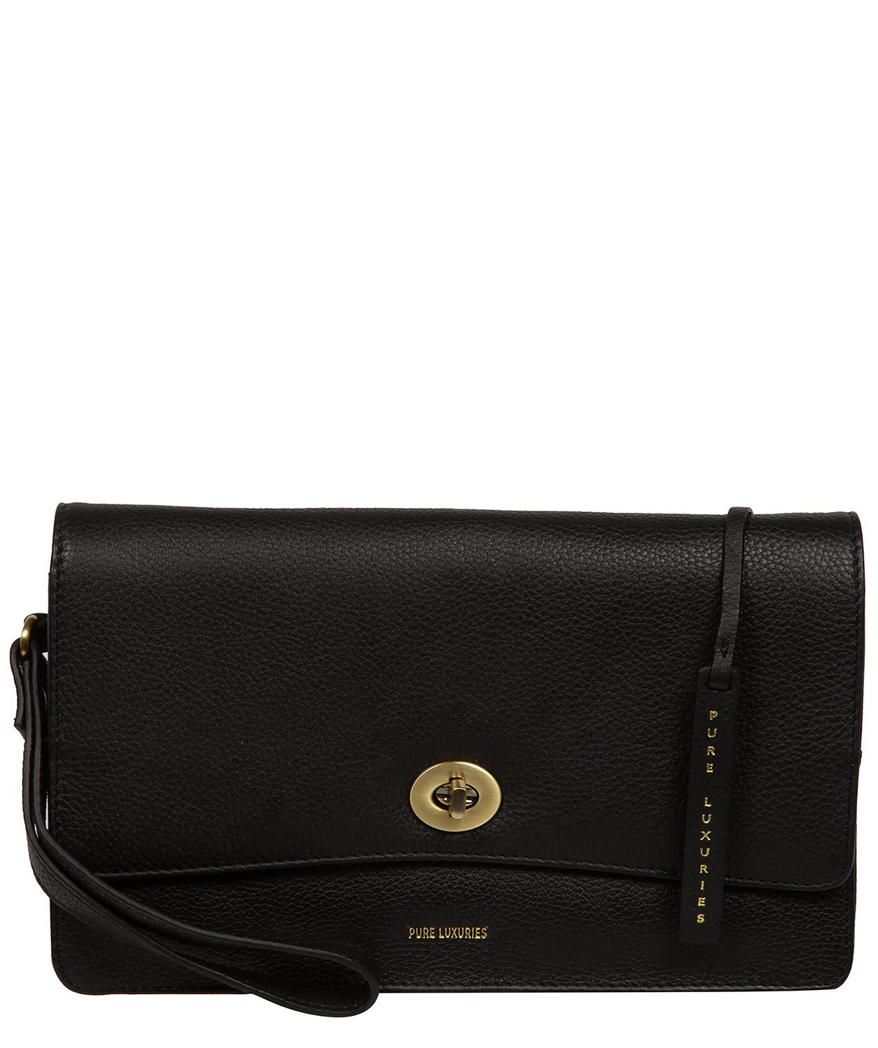 'Clarissa' Black Leather Clutch Bag