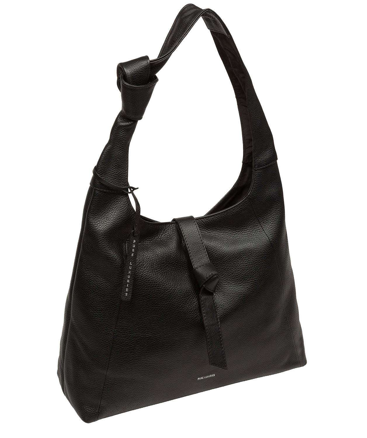 Grace black pebble grain leather shoulder bag back view