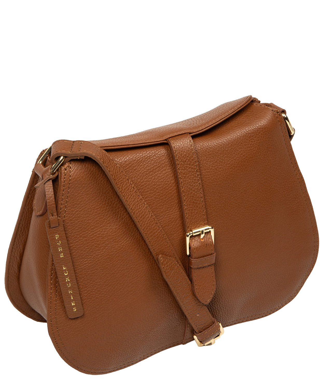 Back panel view with embossed logo charm