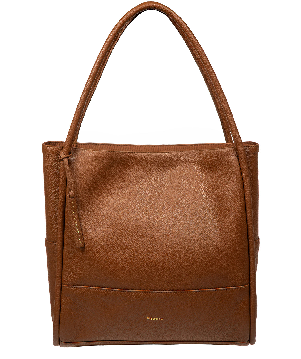 Pure Luxuries Florence tan pebble grain leather tote bag front view