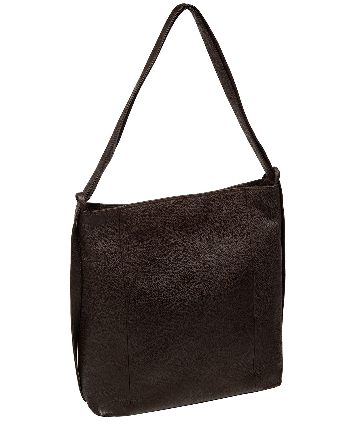 espresso leather backpack back panel with gold-tone hardware