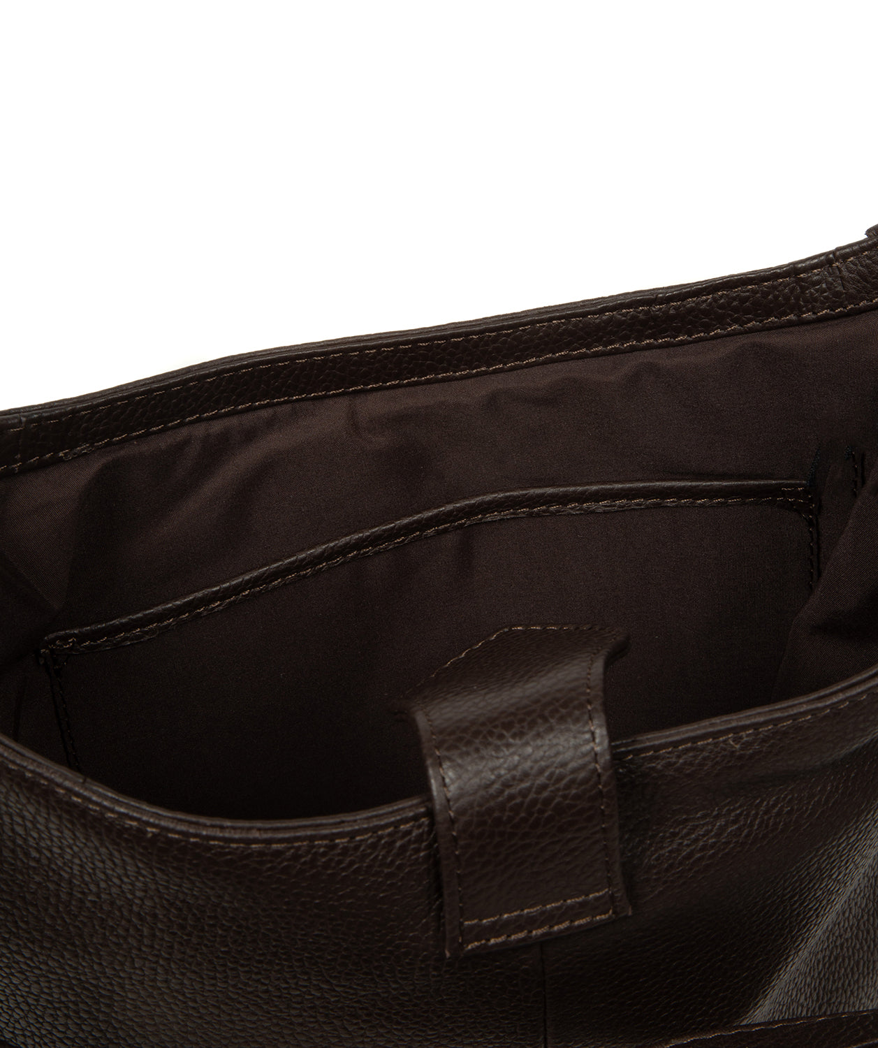 Aria espresso leather shoulder bag worn styling shot