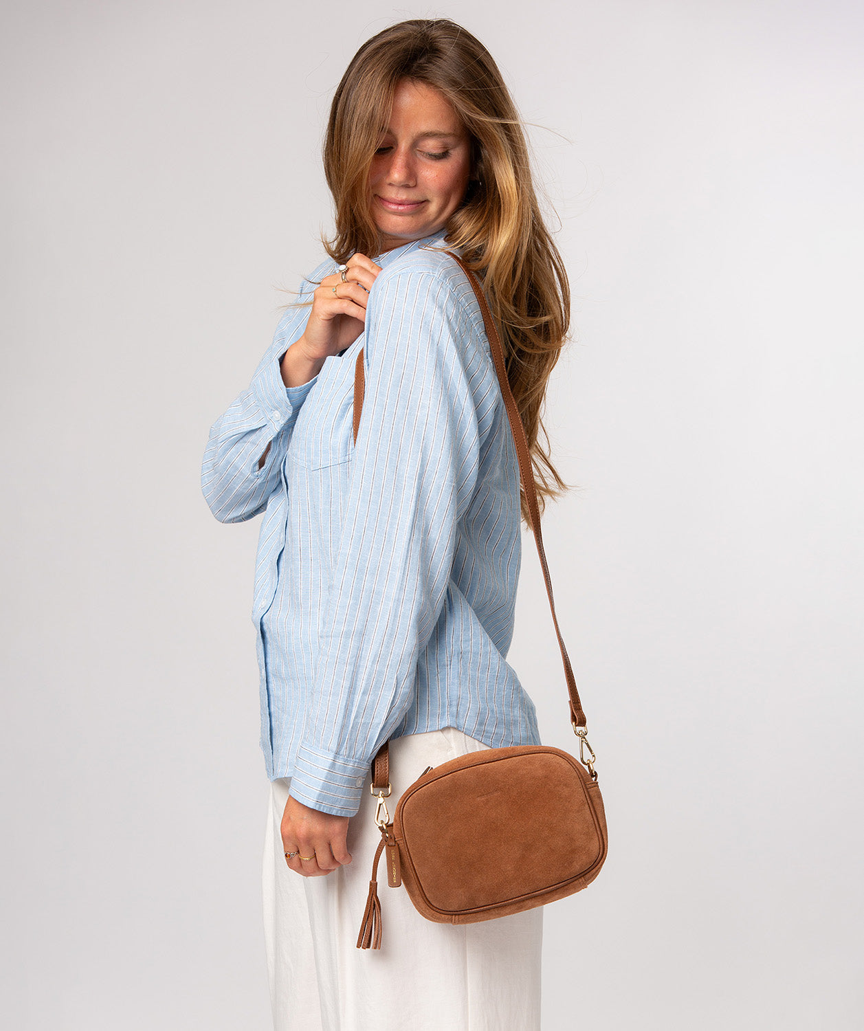 Interior view showing zipped pocket and slip pocket storage