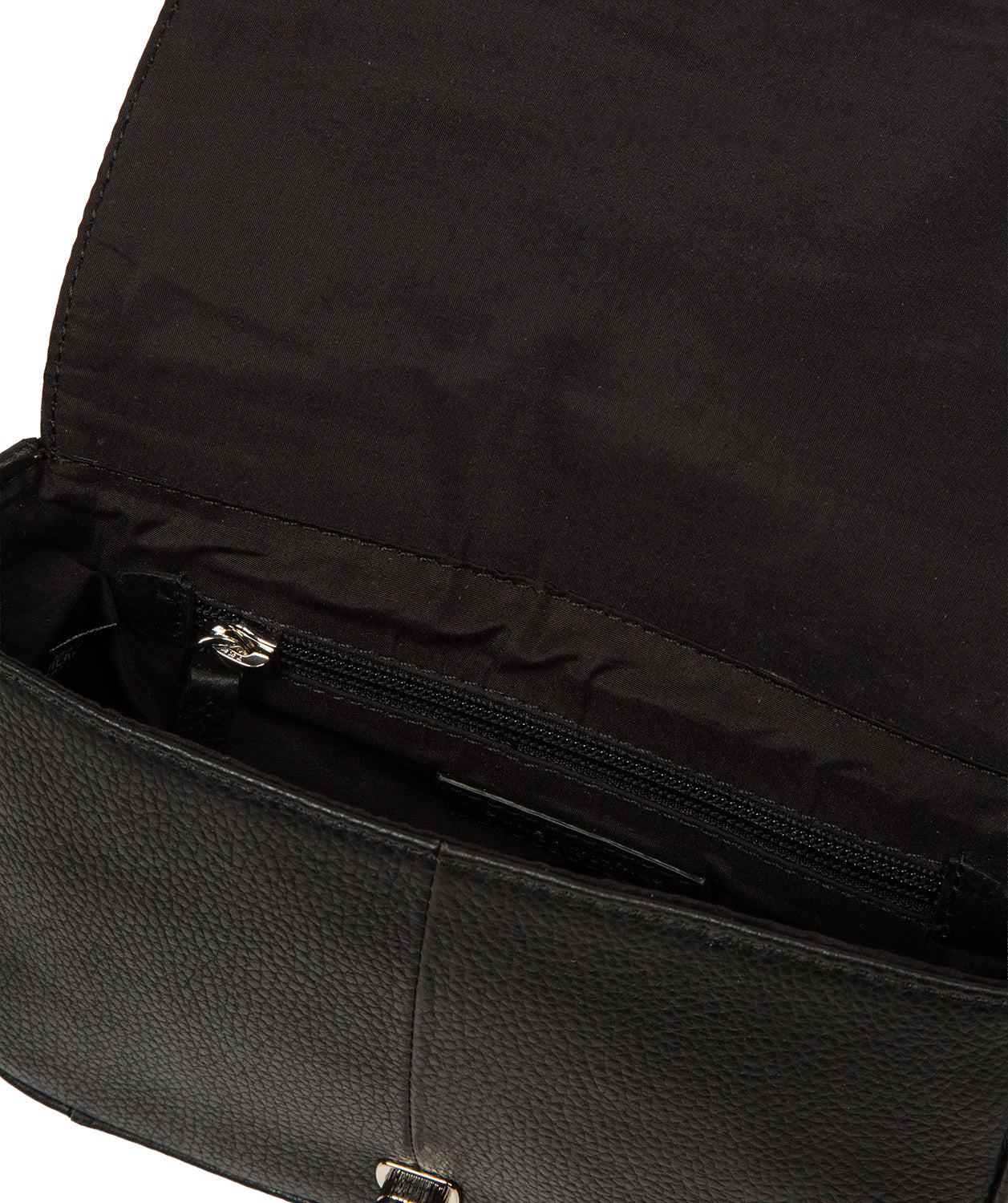 side profile showing structured silhouette and embossed logo