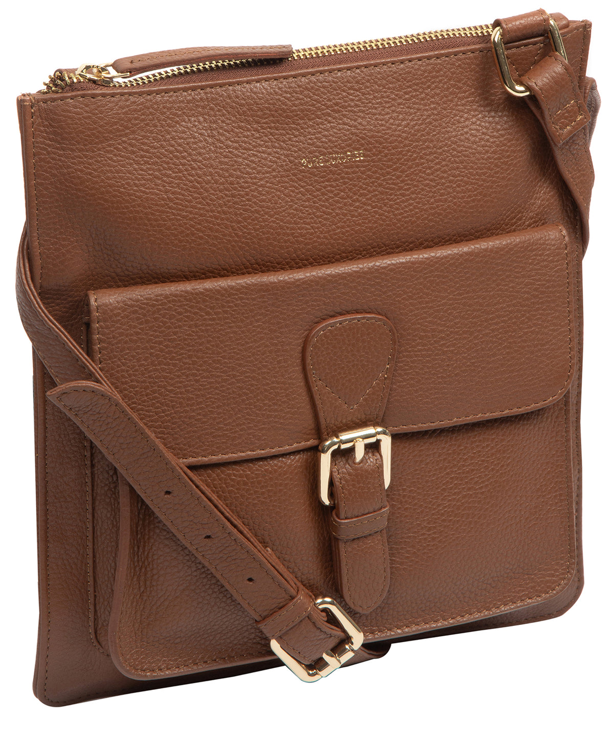 'Lucienne' Tan Leather Cross Body Bag