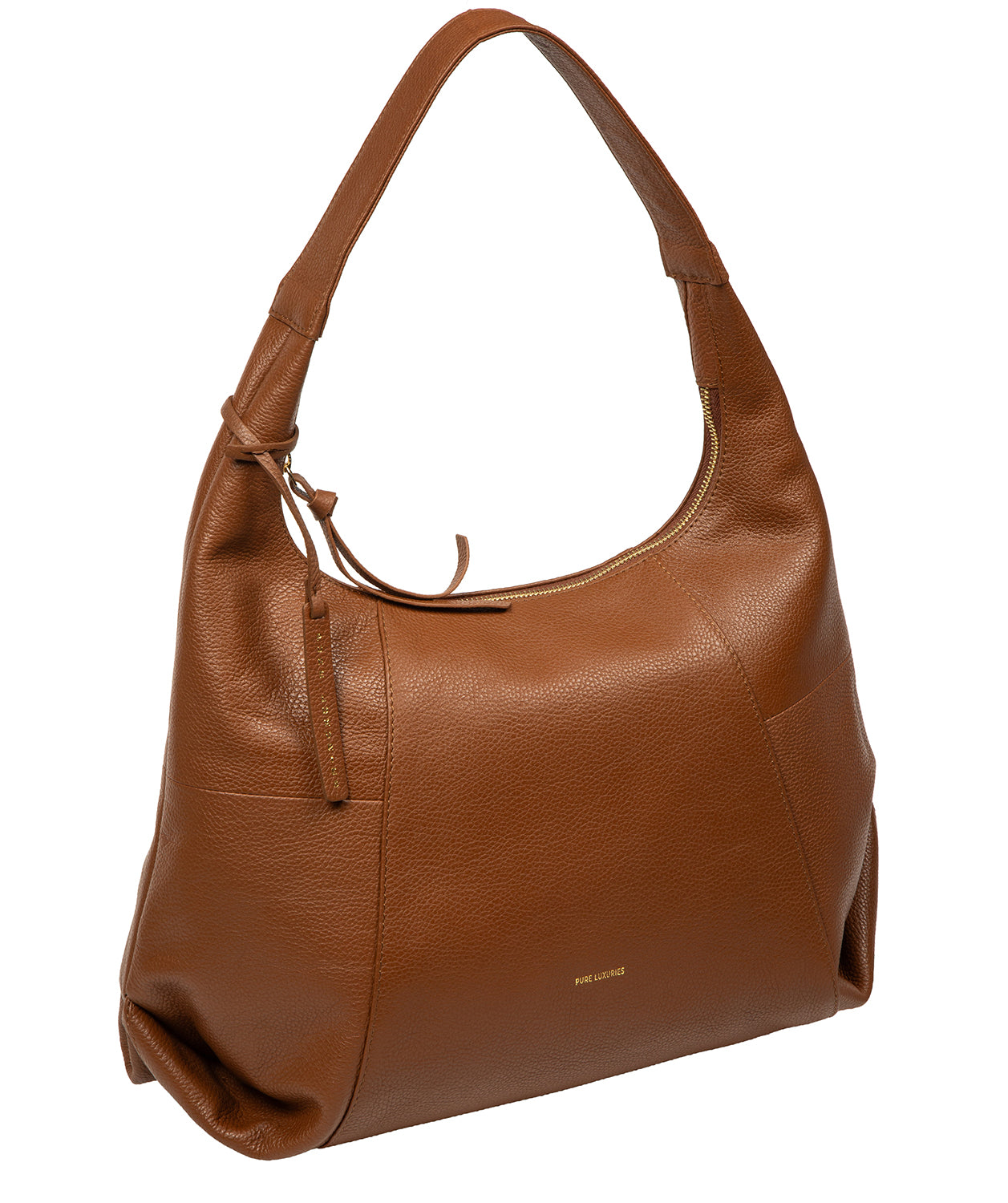 Back view of tan shoulder bag showing full silhouette