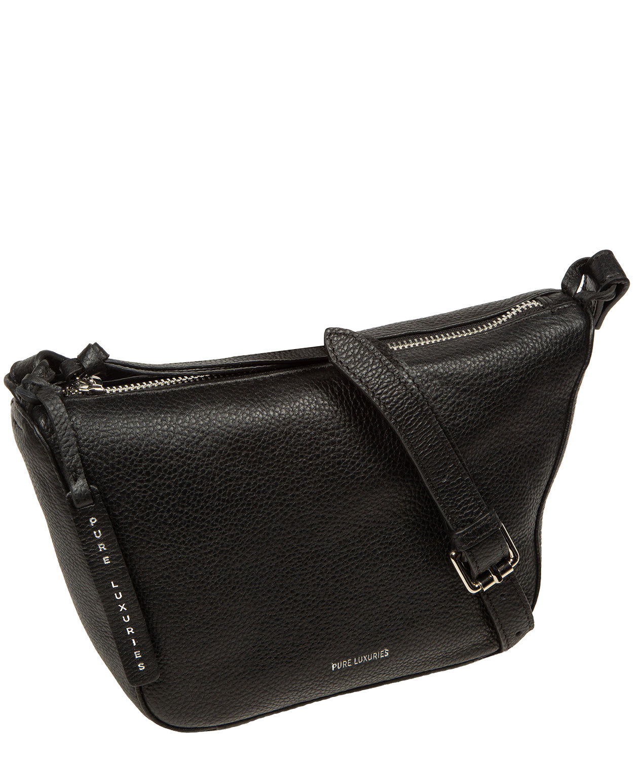 'Solene' Black Leather Cross Body Bag
