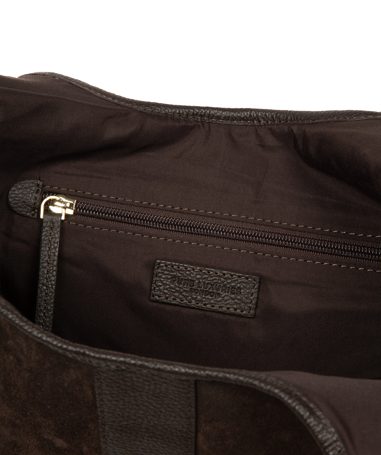 'Lark' Espresso Suede & Leather Tote Bag