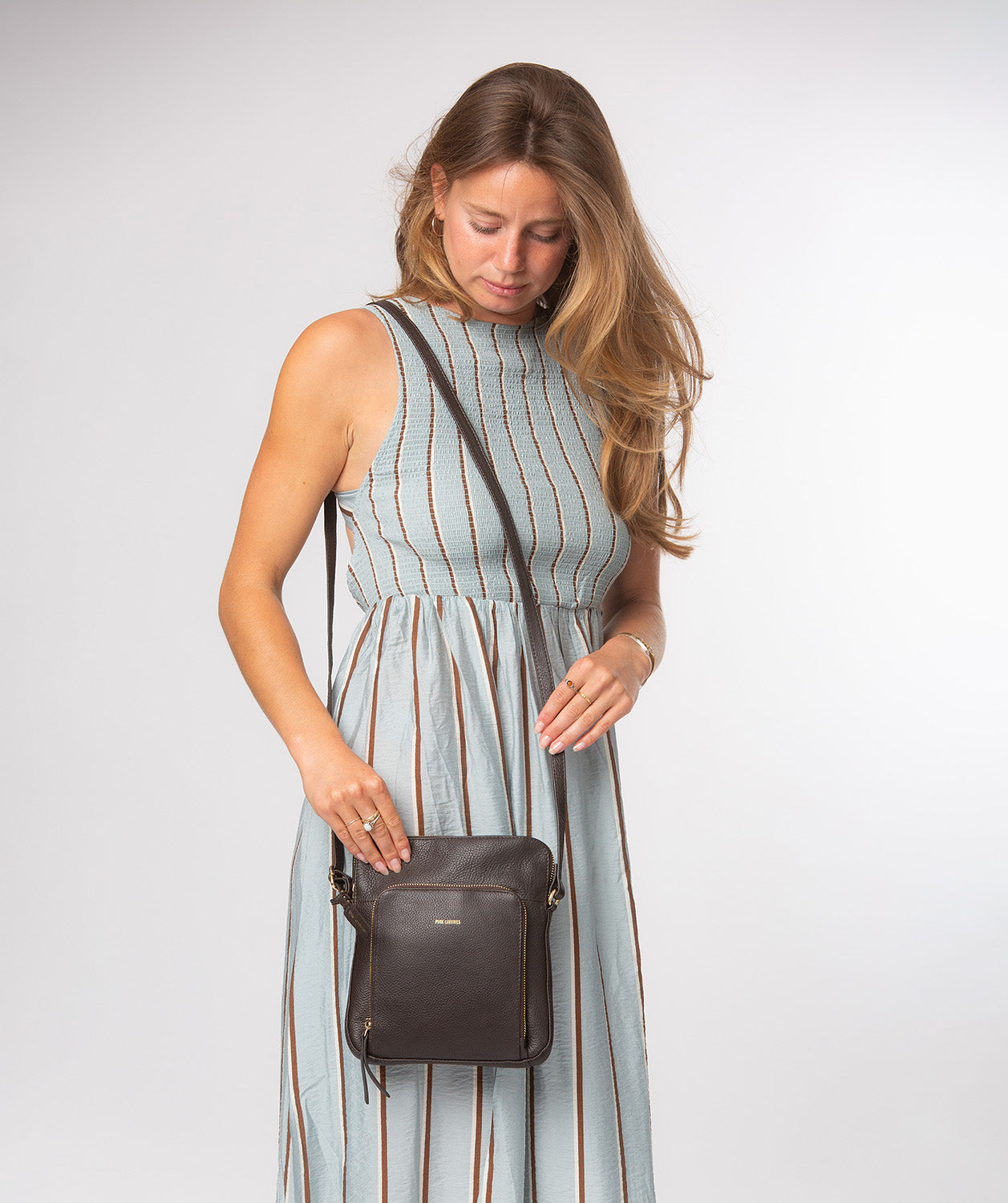 'Aisling' Espresso Leather Cross Body Bag