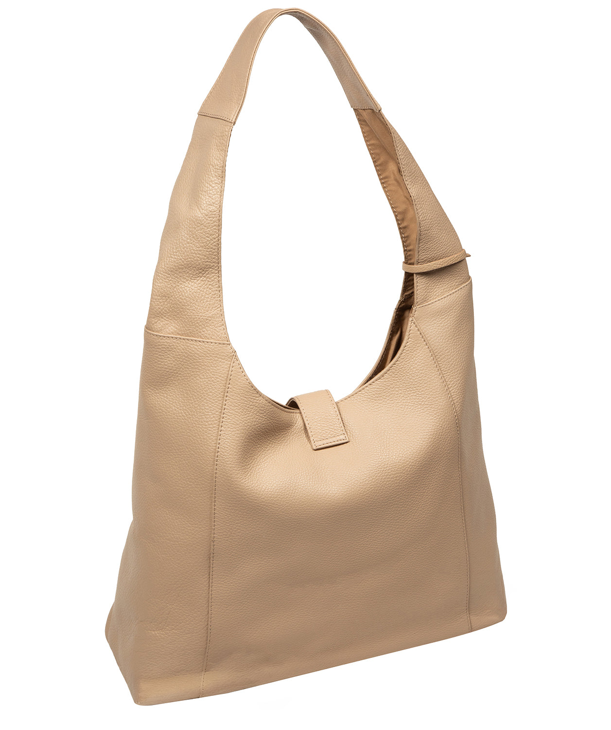 Latte pebble grain leather texture and gold foil logo