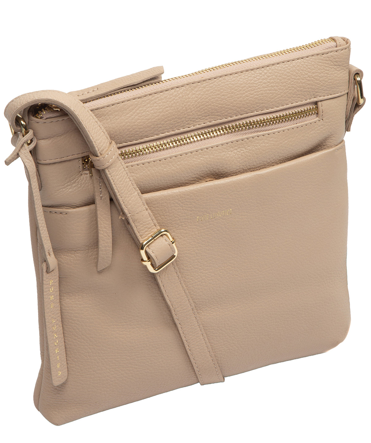 'Lucero' Latte Leather Cross Body Bag