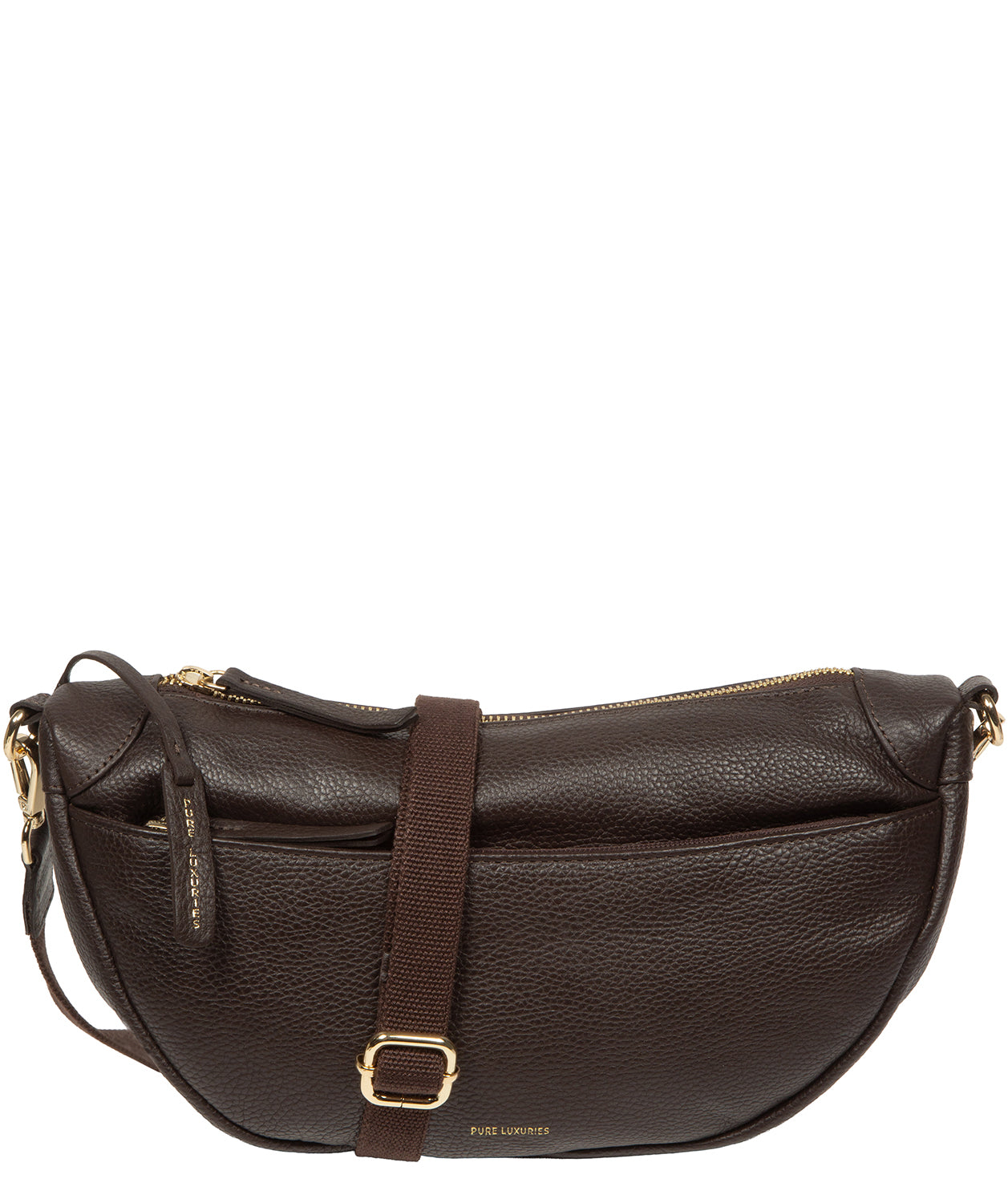 'Aubrey' Espresso Leather Cross Body Bag