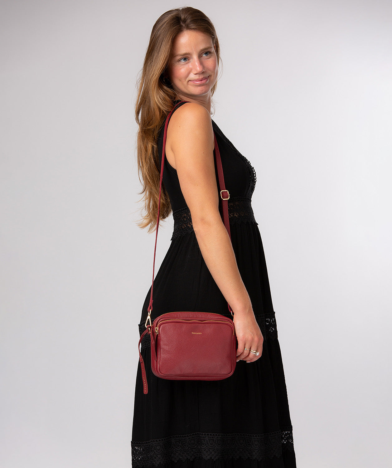 'Remi' Red Leather Cross Body Bag