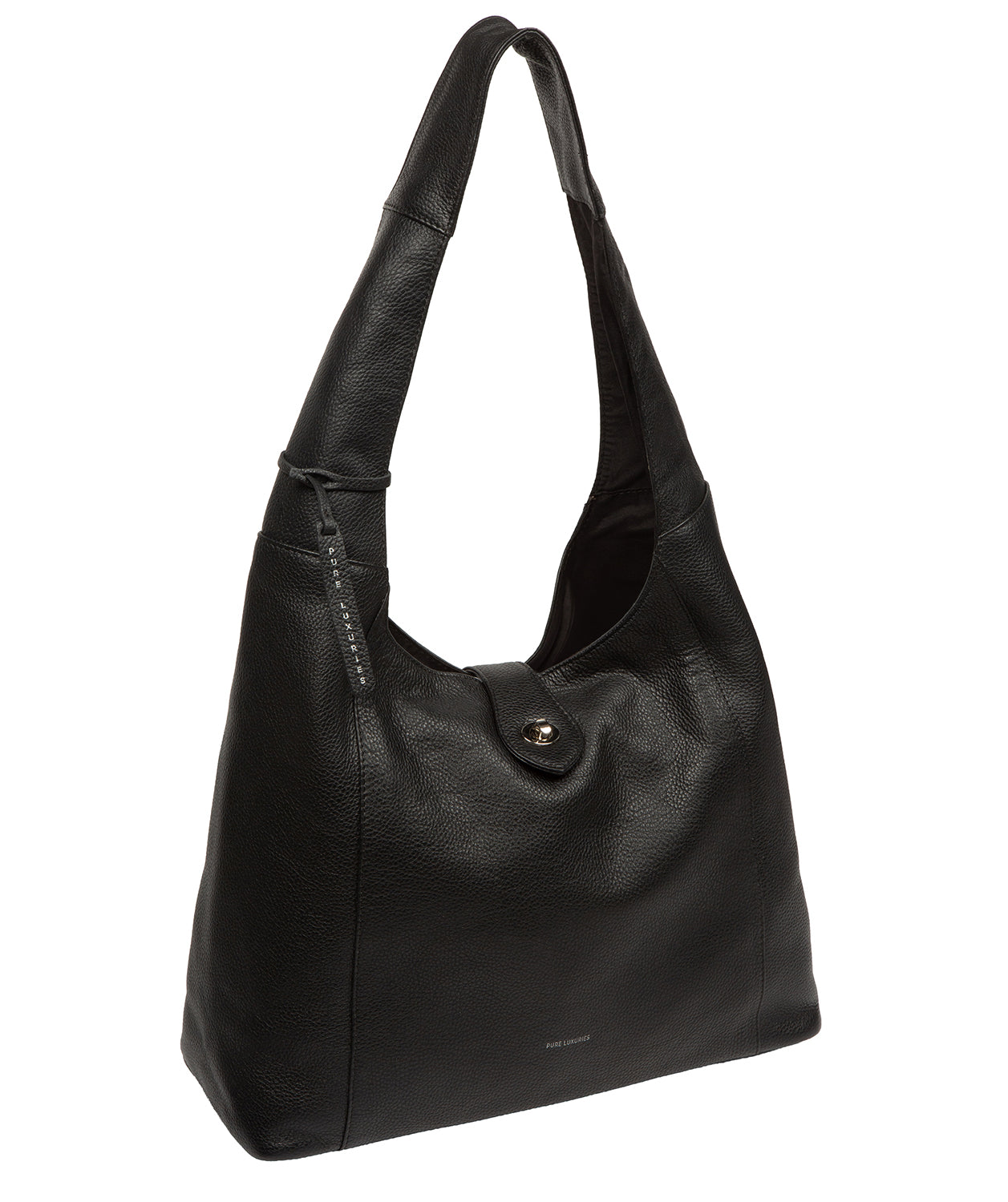 'Evora' Black Leather Shoulder Bag