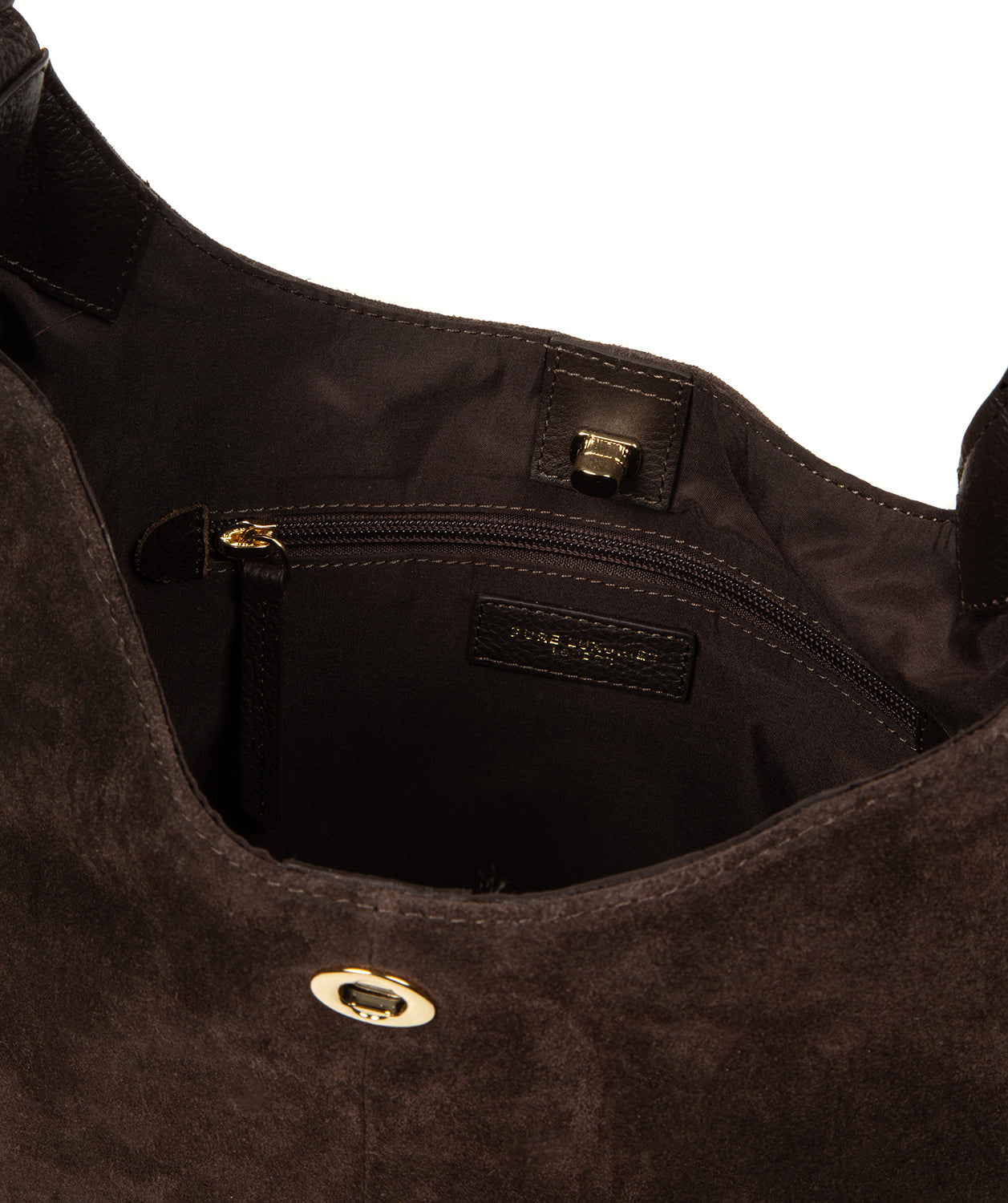 Chunky adjustable leather strap with gold hardware