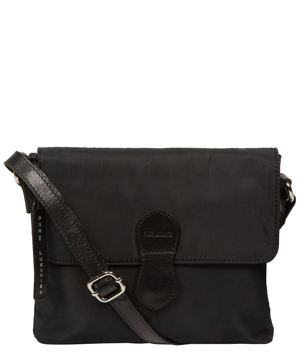 'Alizee' Black Canvas & Leather Cross Body Bag
