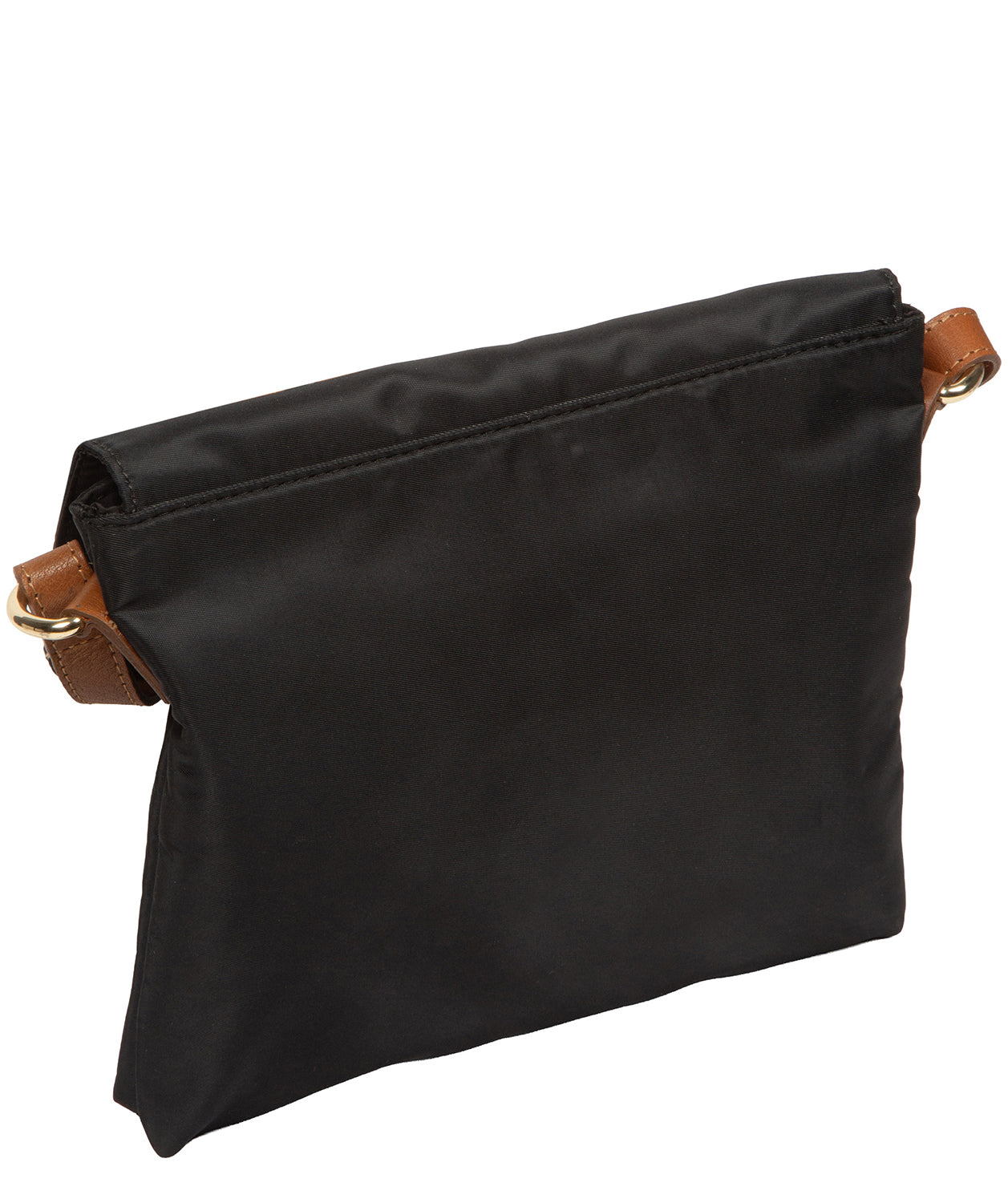 'Alizee' Black & Cognac Canvas & Leather Cross Body Bag