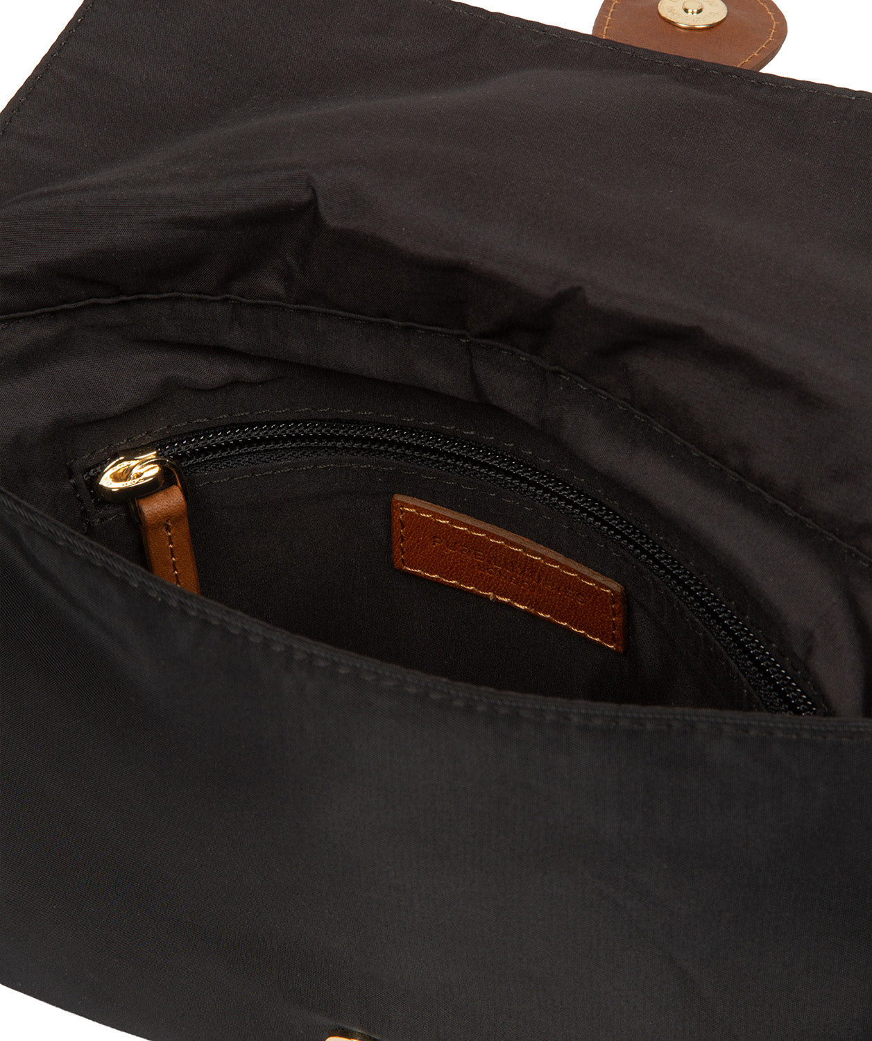 'Alizee' Black & Cognac Canvas & Leather Cross Body Bag