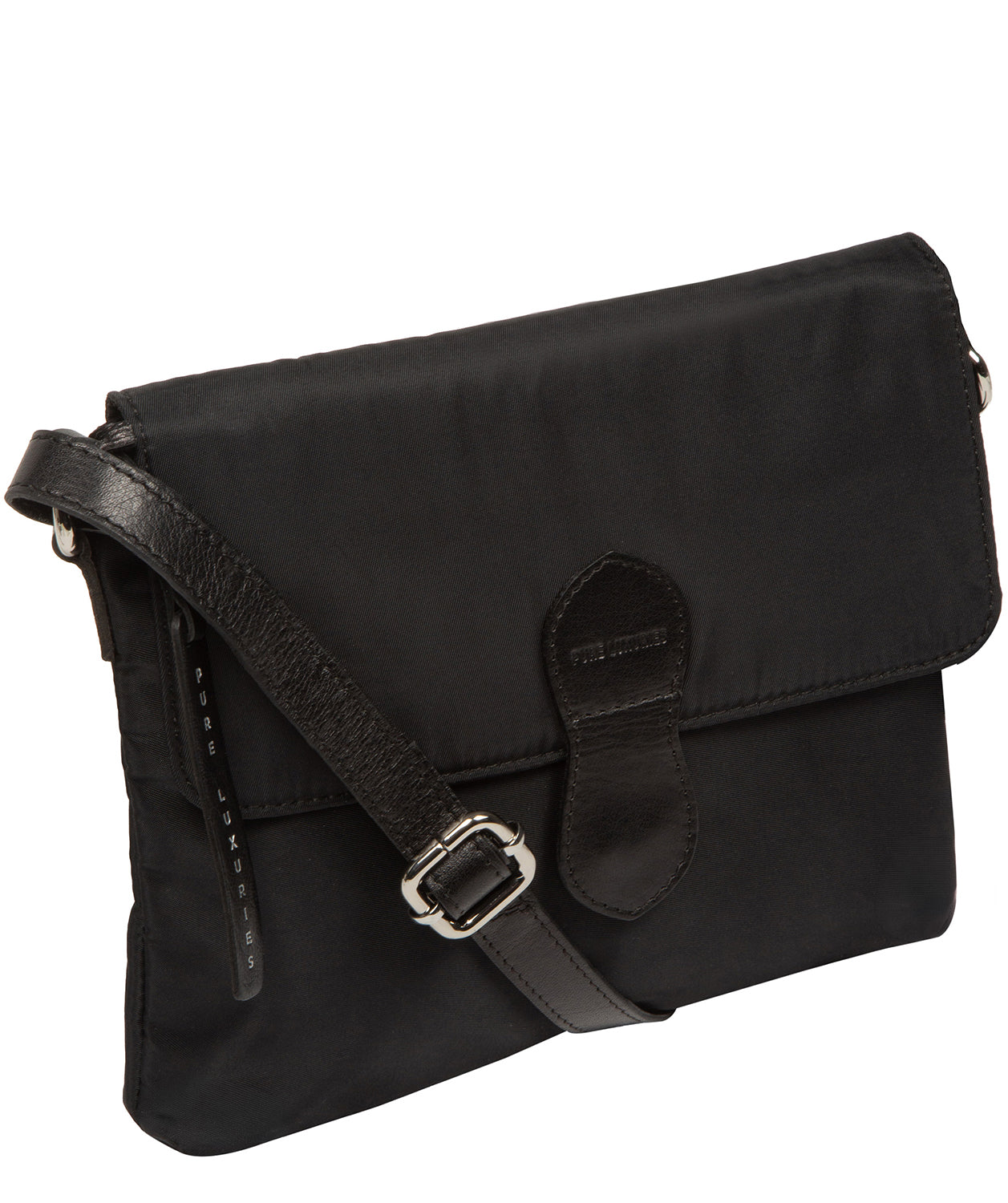 'Alizee' Black Canvas & Leather Cross Body Bag