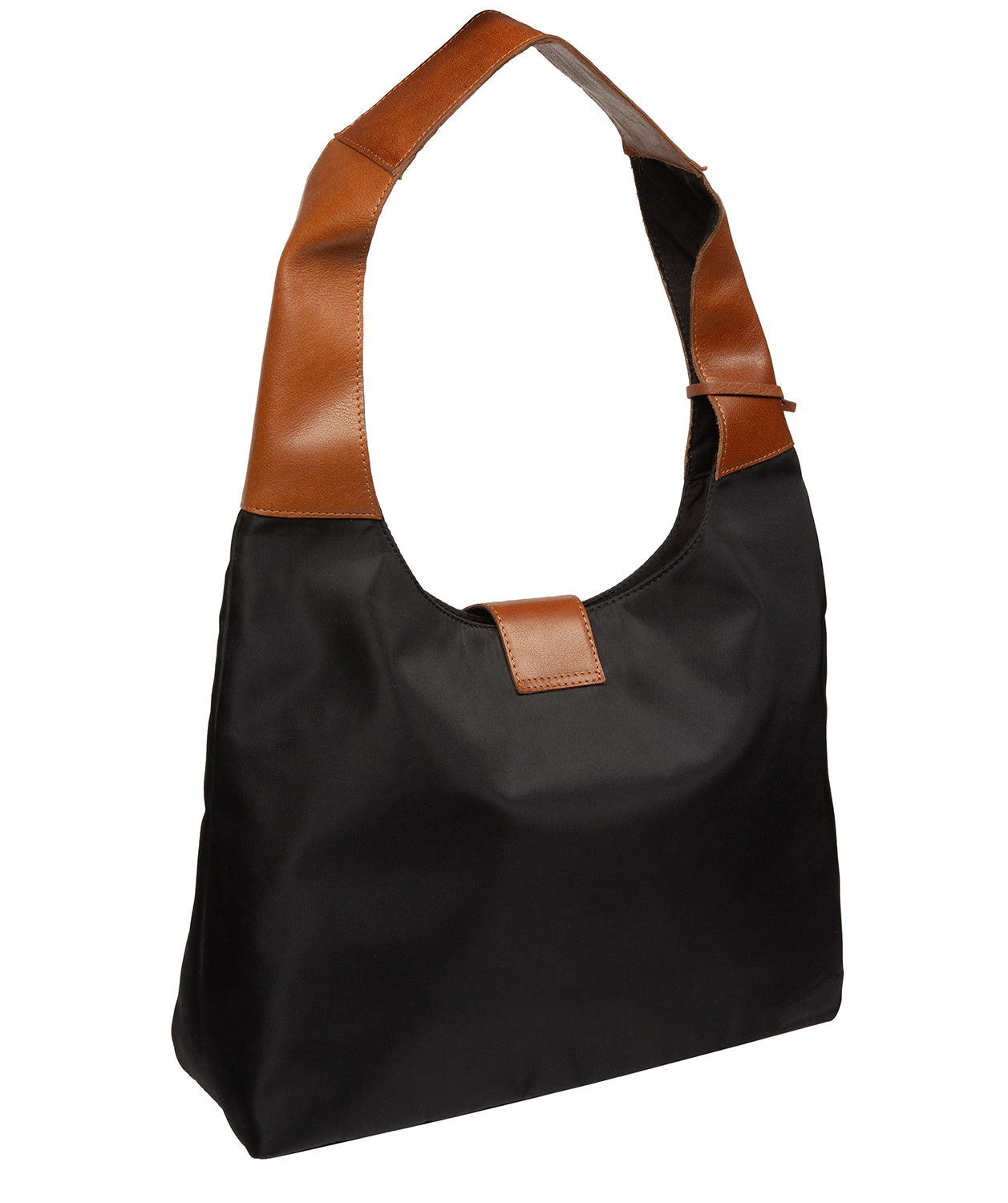'Francine' Black & Cognac Canvas & Leather Shoulder Bag