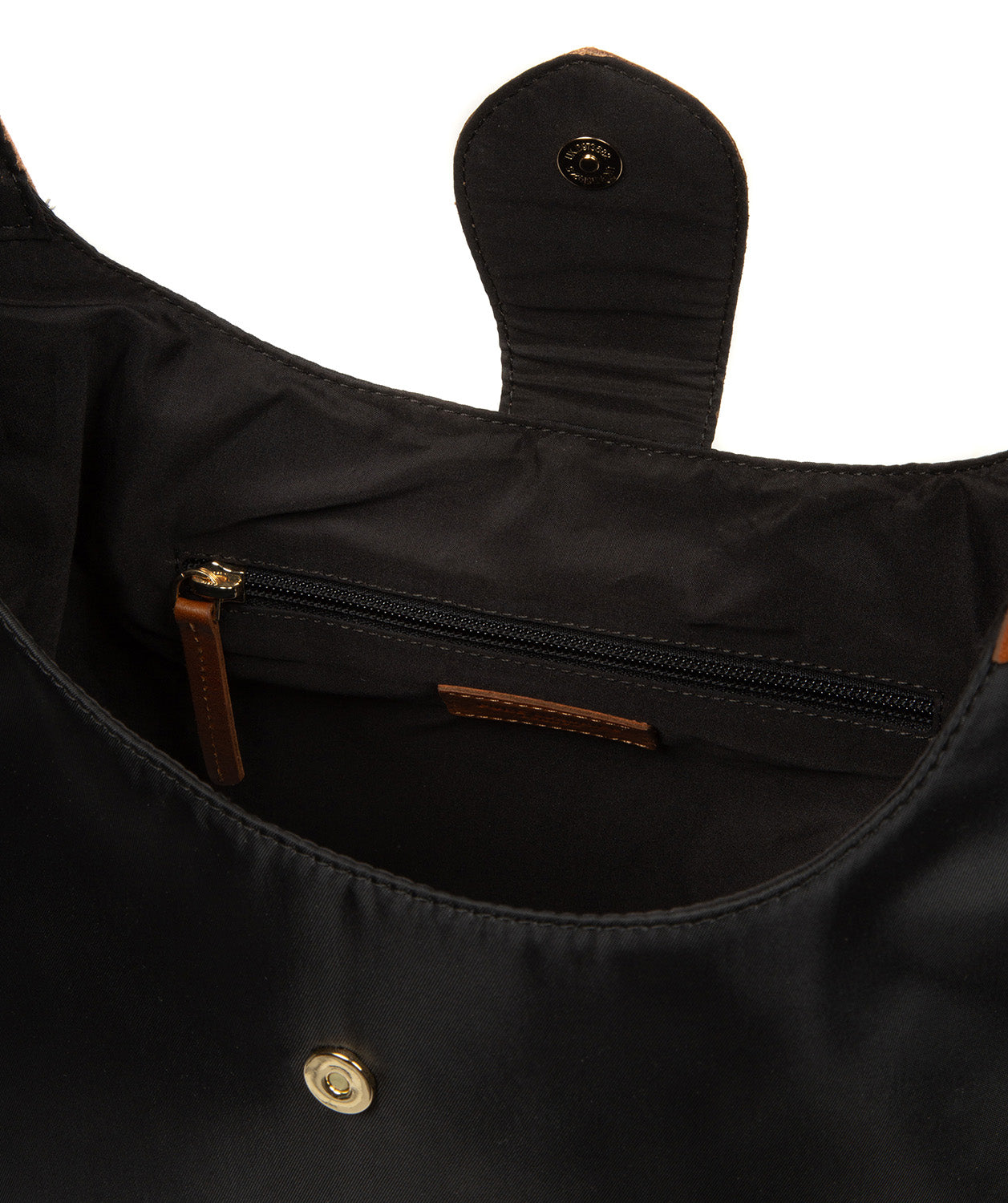 'Francine' Black & Cognac Canvas & Leather Shoulder Bag