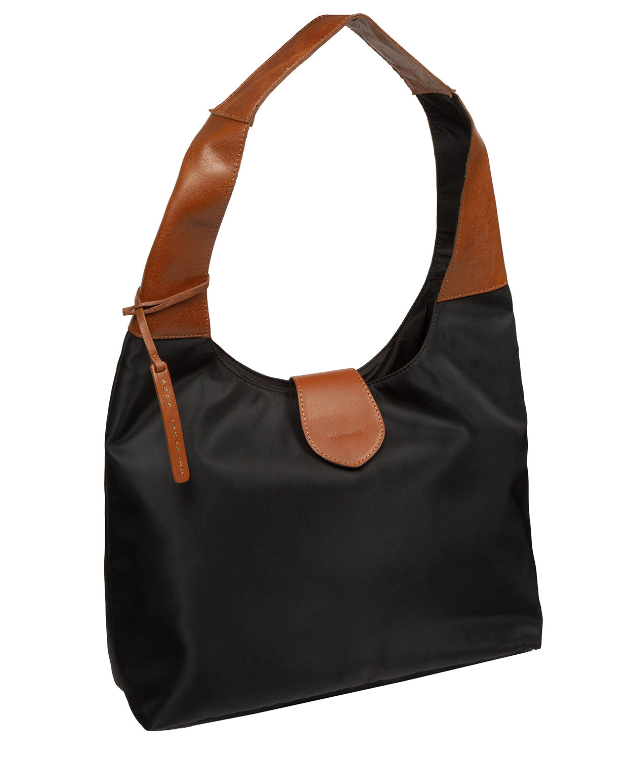 'Francine' Black & Cognac Canvas & Leather Shoulder Bag